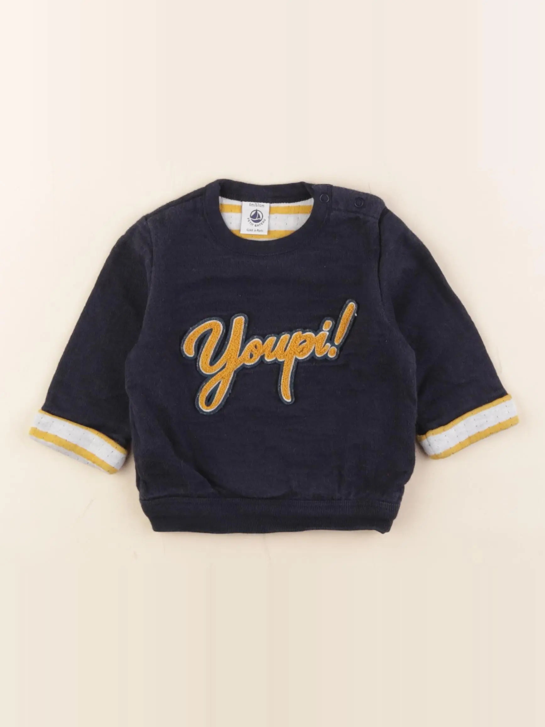 Petit Bateau - pull bleu - 6 mois