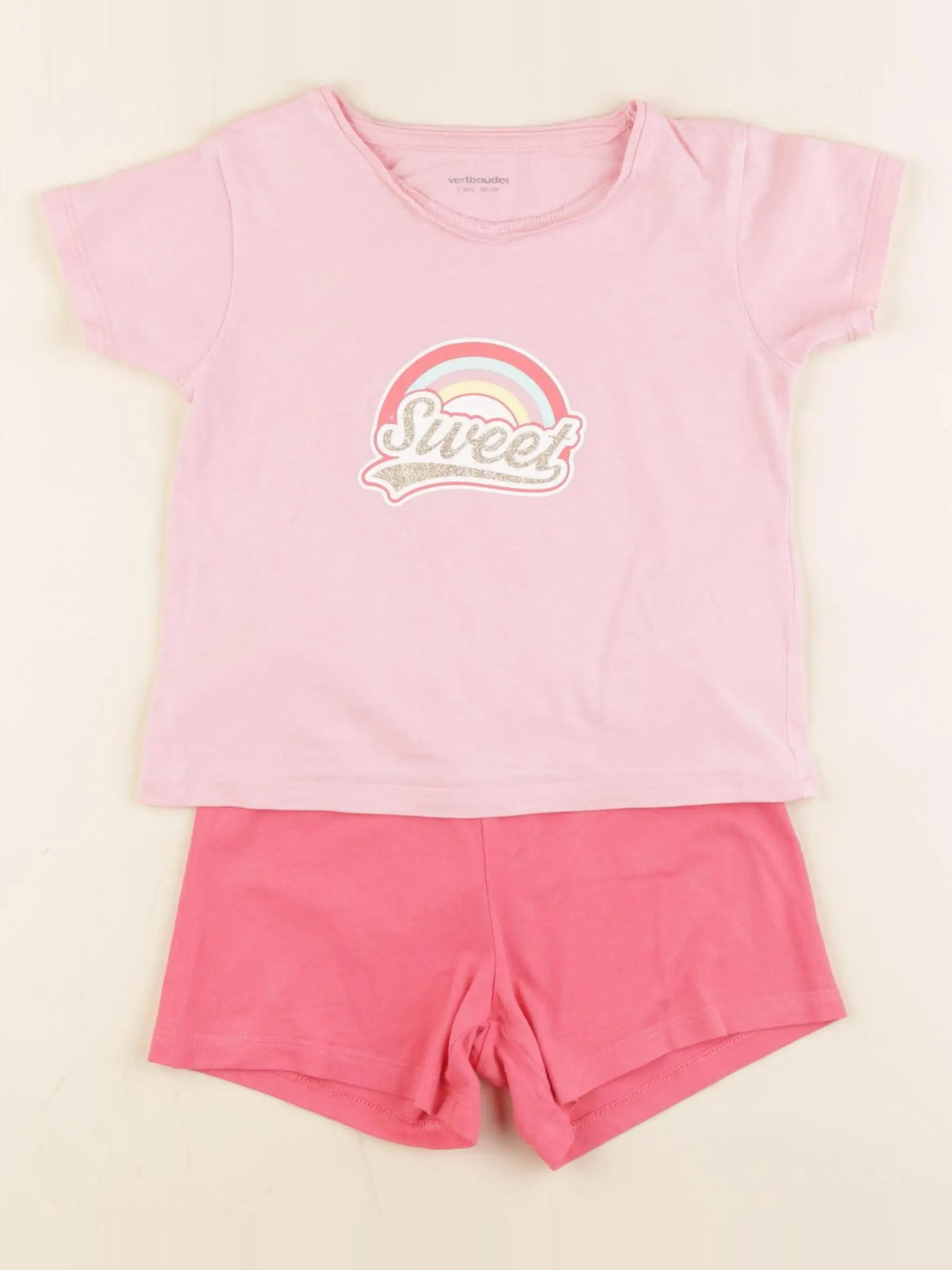 Vertbaudet - pyjama coton rose - 2 ans