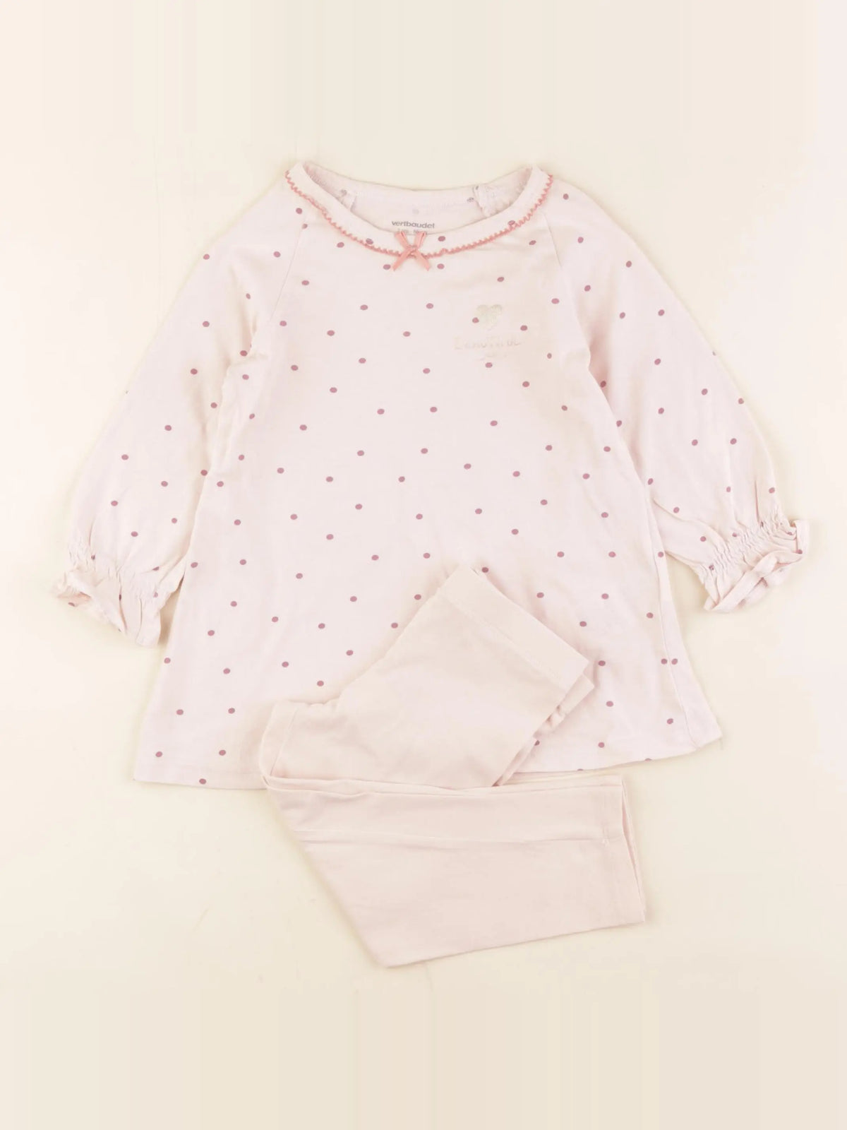 Vertbaudet - pyjama coton rose - 2 ans