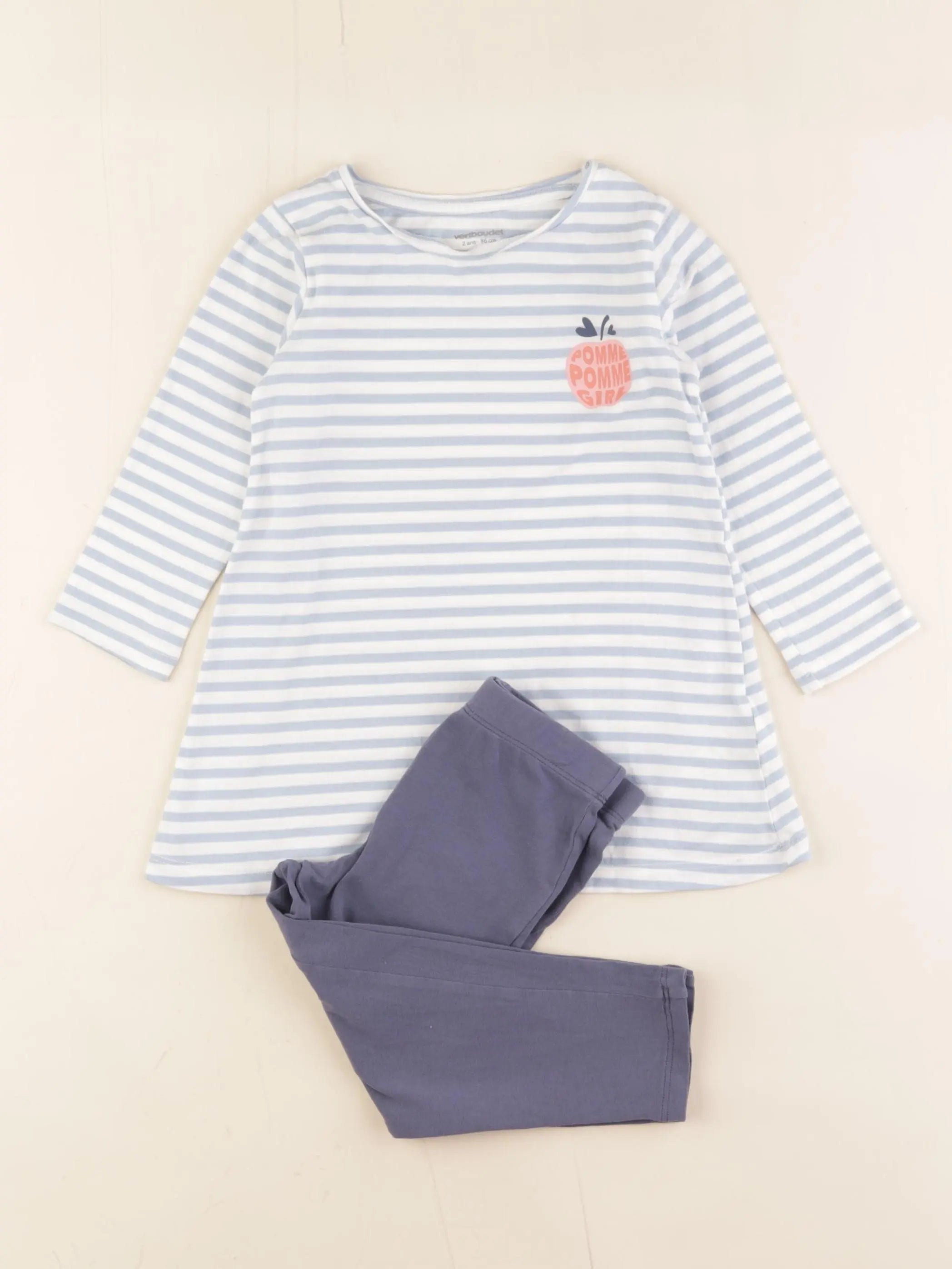 Vertbaudet - pyjama coton bleu - 2 ans