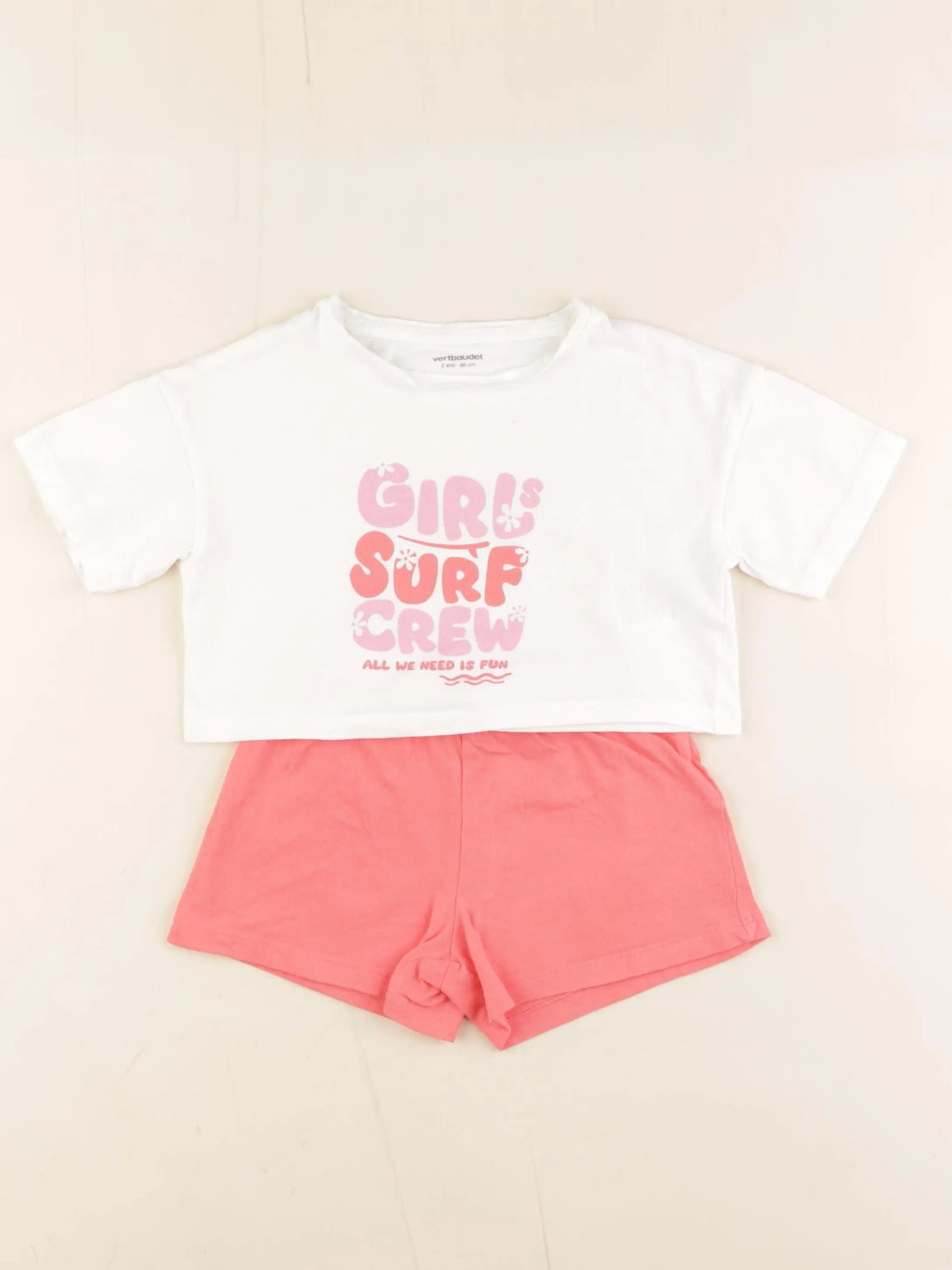 Vertbaudet - pyjama coton rose, blanc - 2 ans