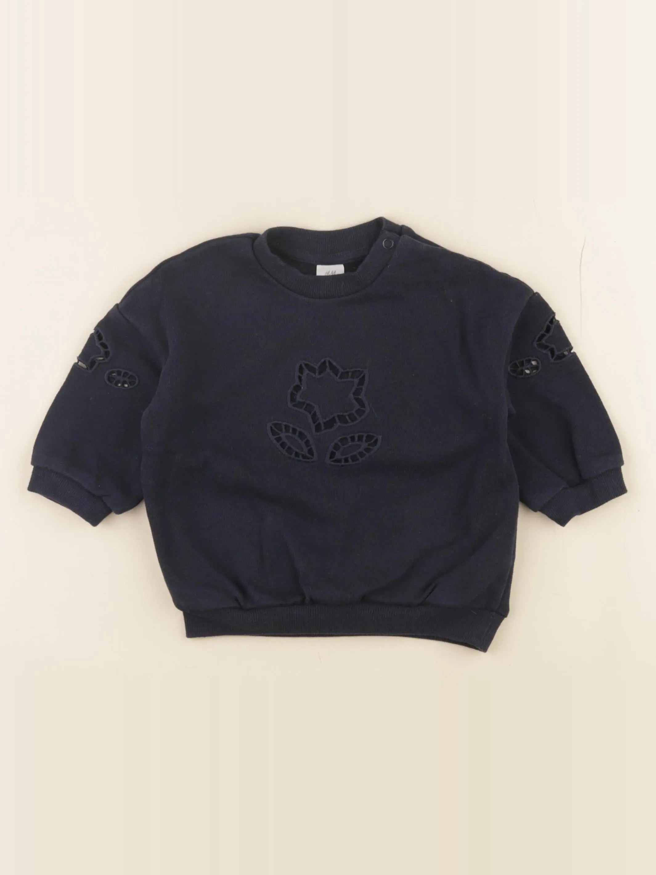 H&M - sweat bleu - 6/9 mois