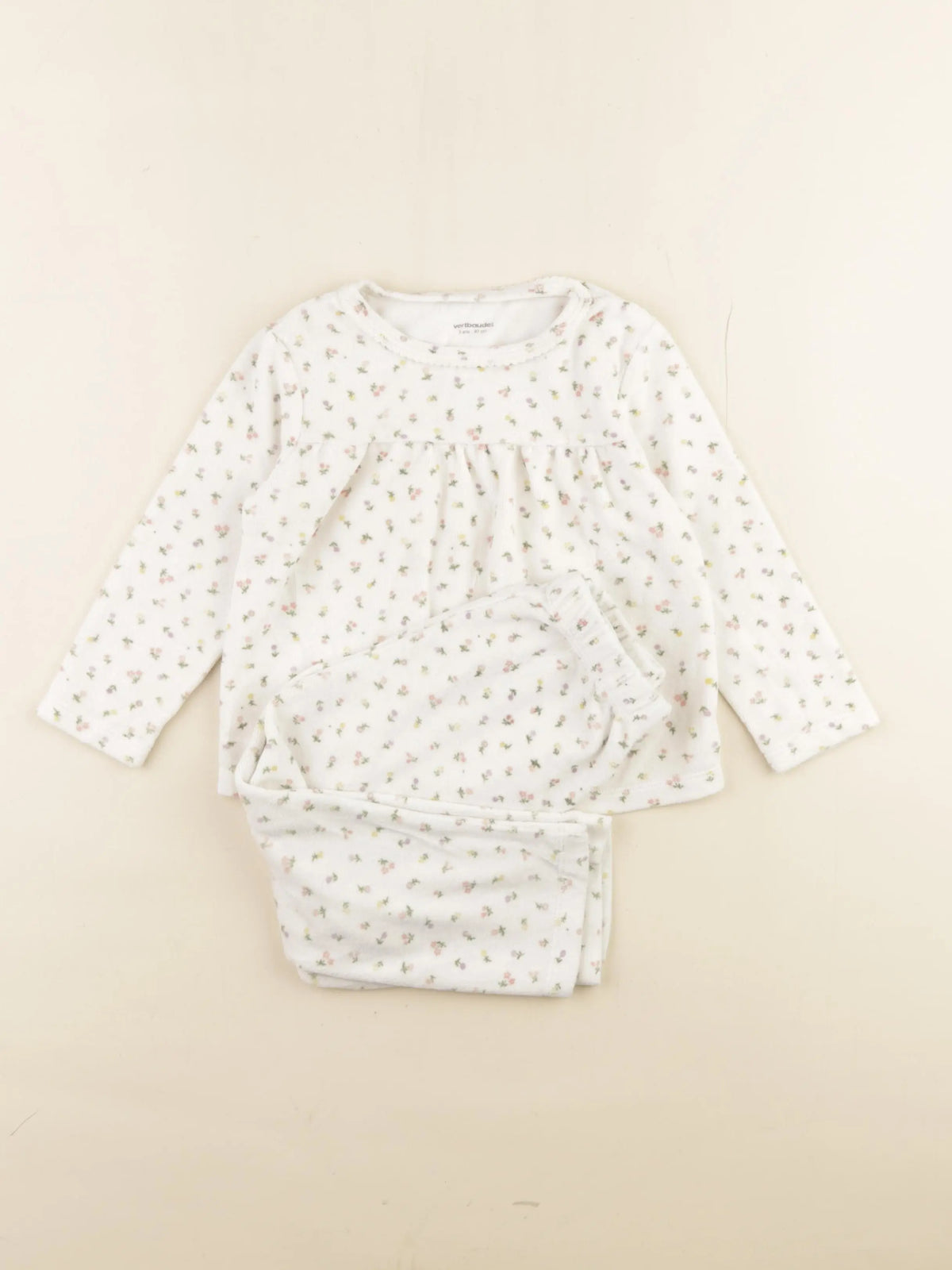 Vertbaudet - pyjama velours blanc - 3 ans