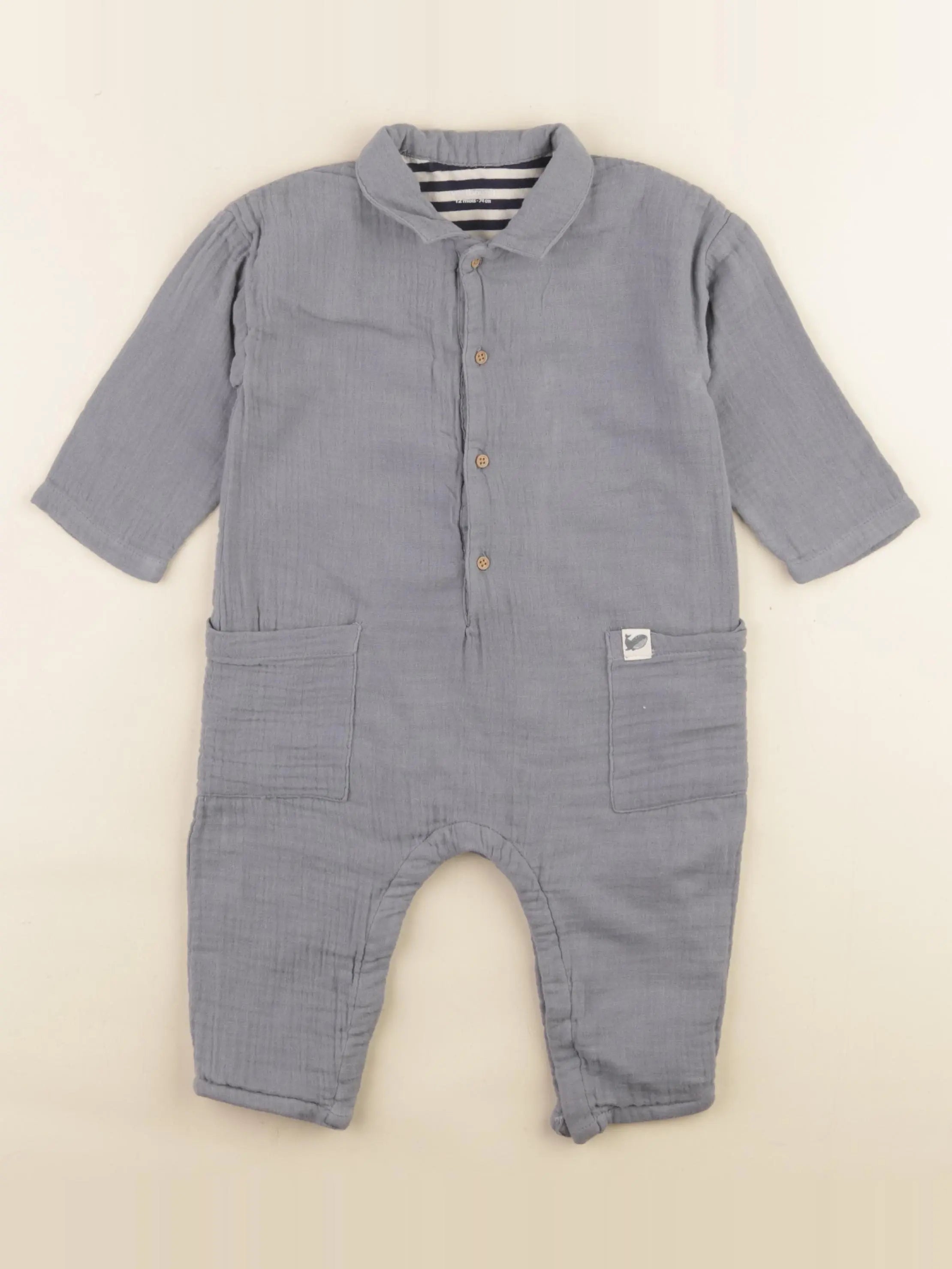 Vertbaudet - combinaison bleu - 12 mois