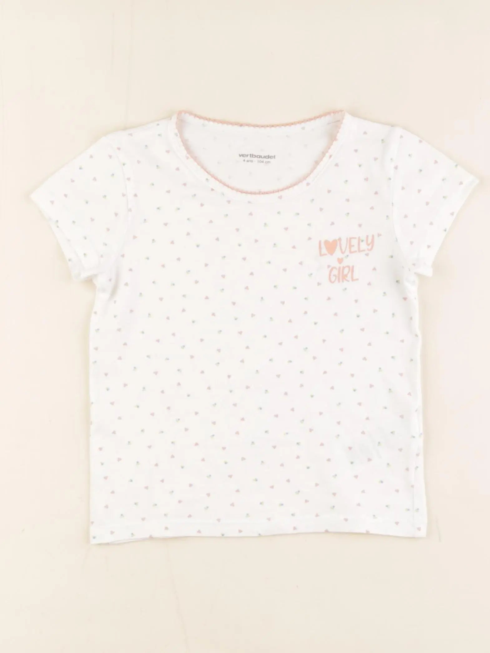 Vertbaudet - maillot de corps rose, blanc - 4 ans