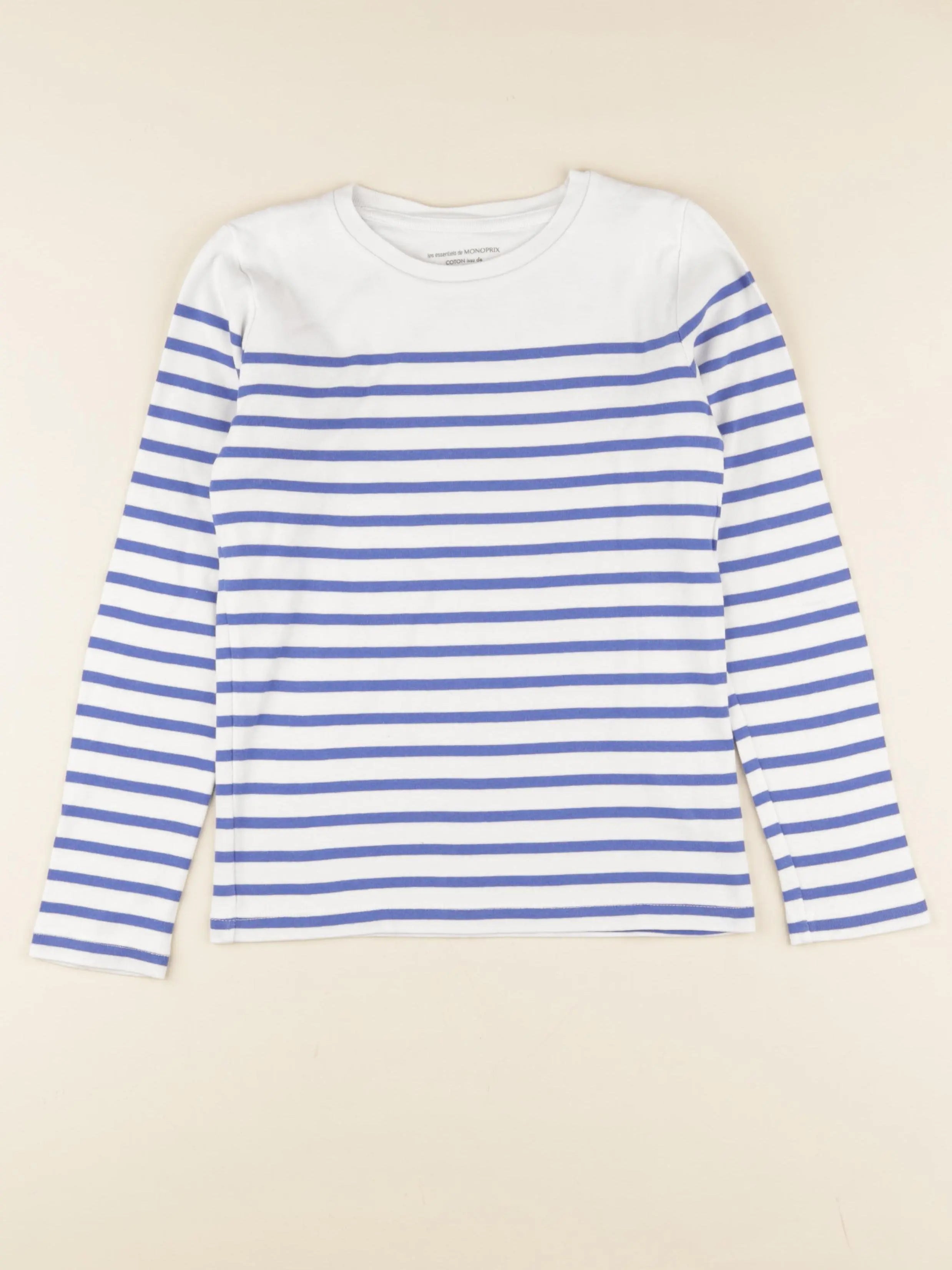 Monoprix - tee-shirt blanc, bleu - 10 ans