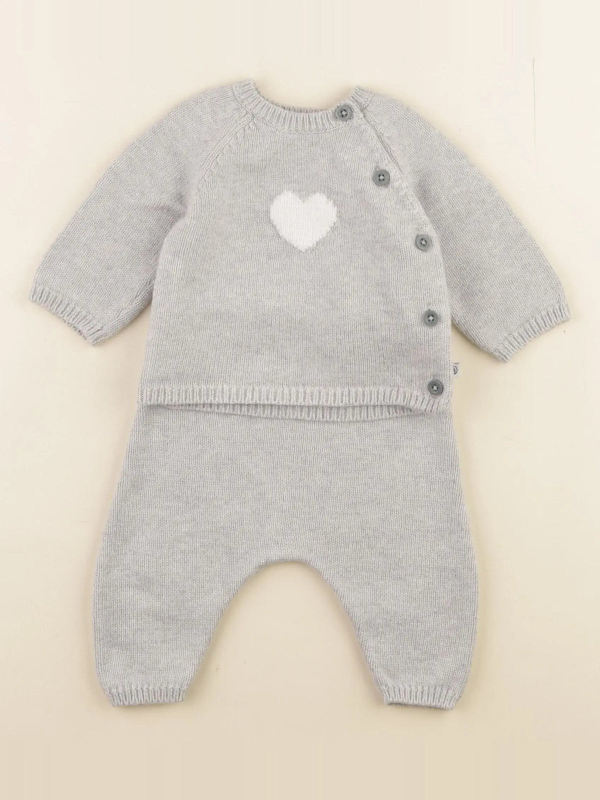 Petit Bateau - ensemble gris - 3 mois