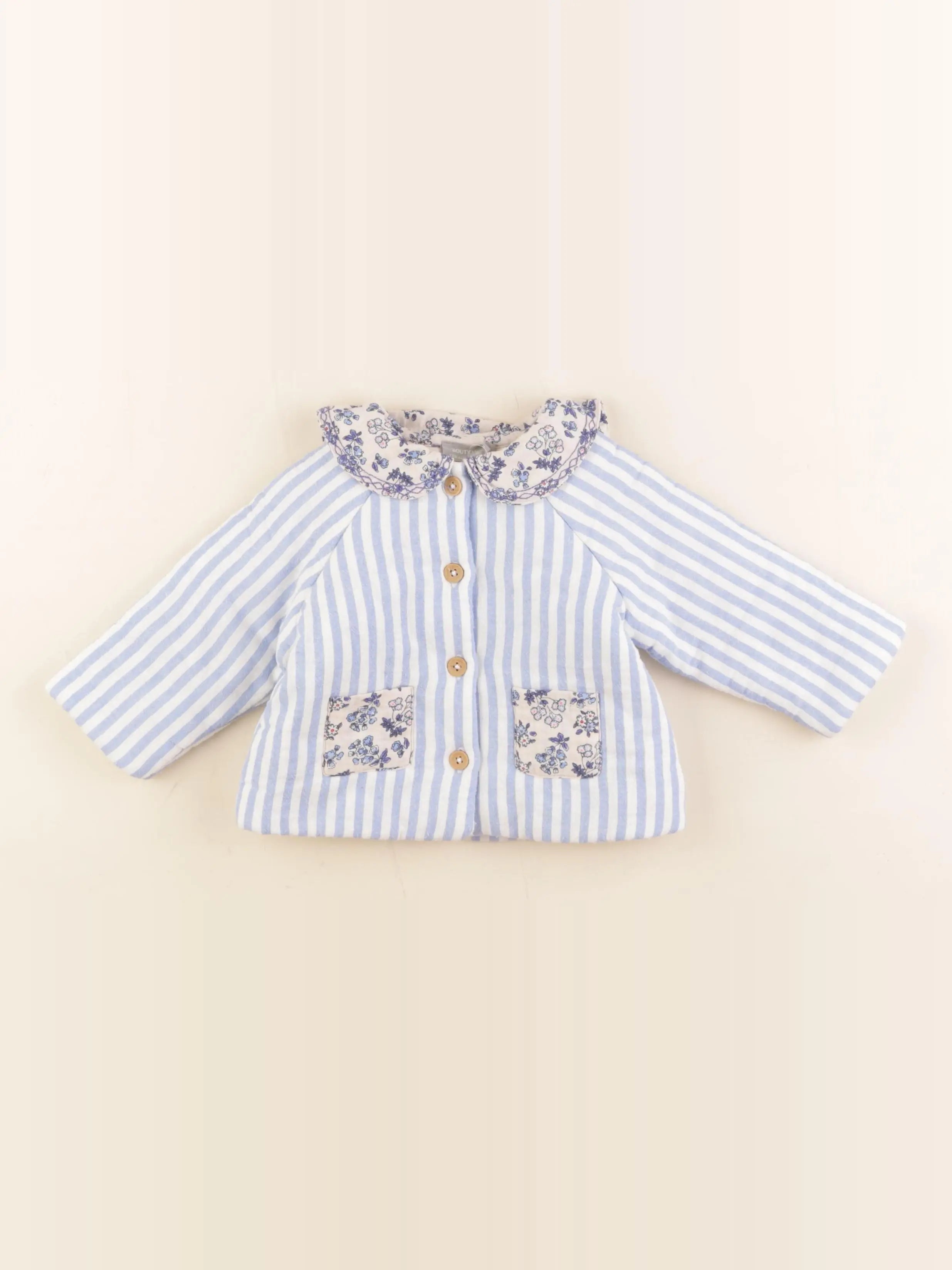 Boutchou - veste doublé bleu - 6 mois