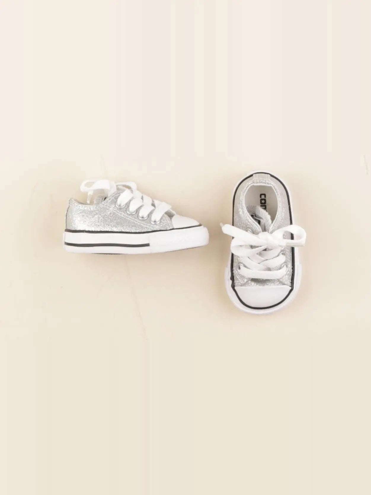 Converse - tennis à scratch/ lacets argent, blanc - pointure 19/20