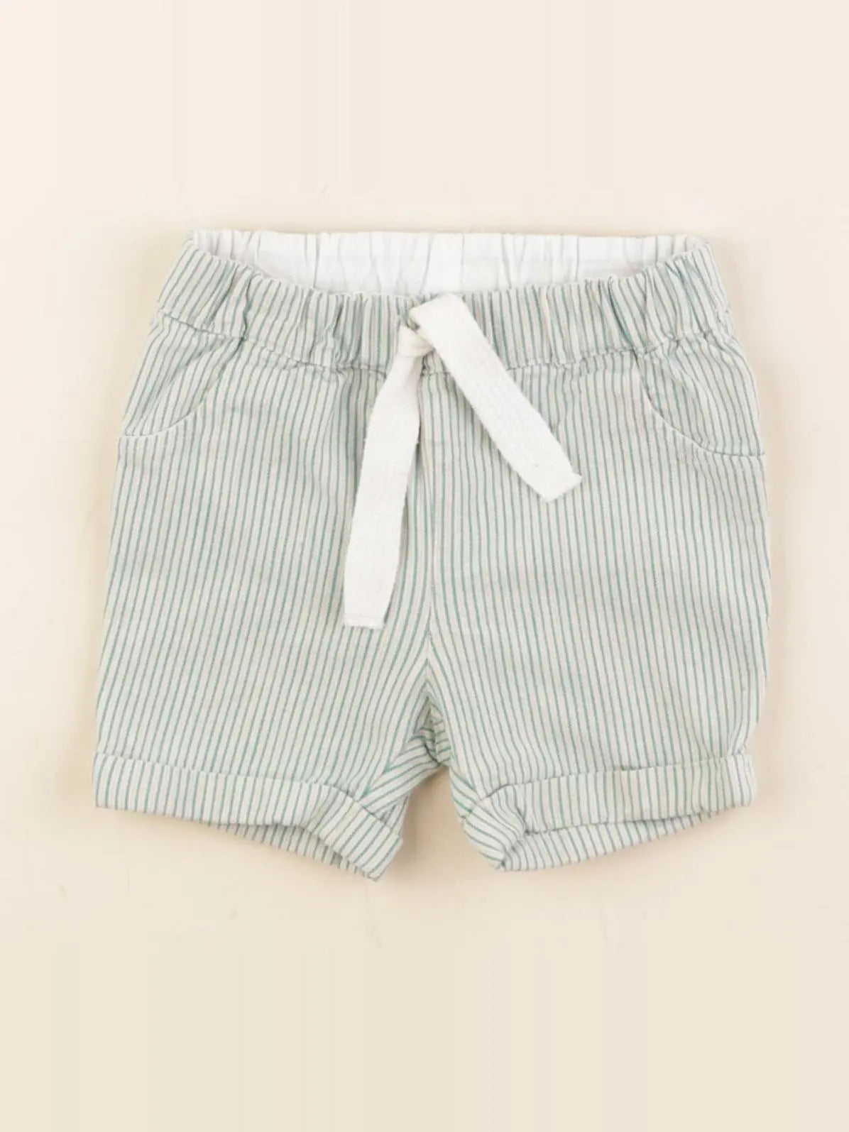 Petit Bateau - short vert, beige - 18 mois