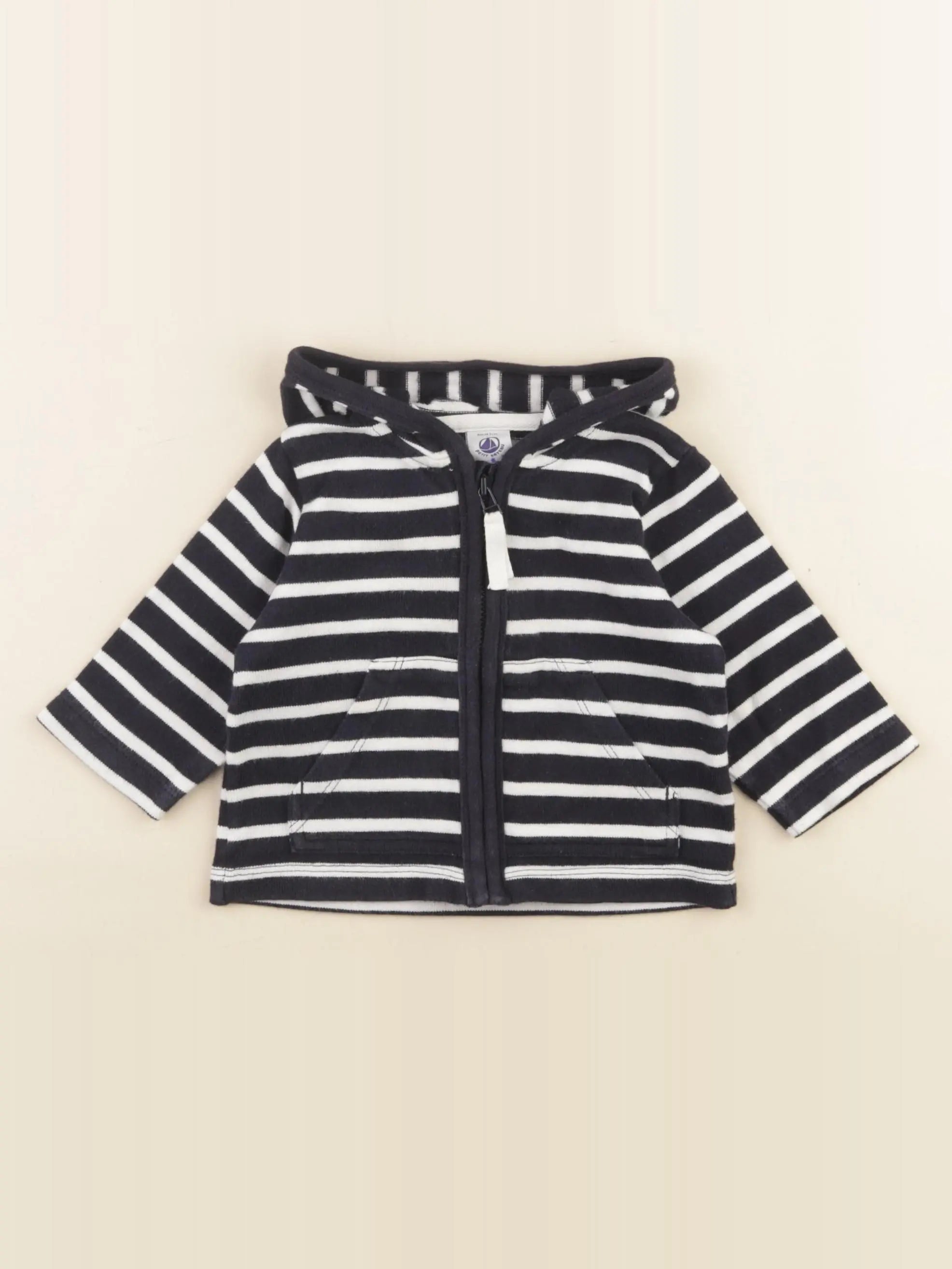 Petit Bateau - gilet blanc, bleu - 6 mois