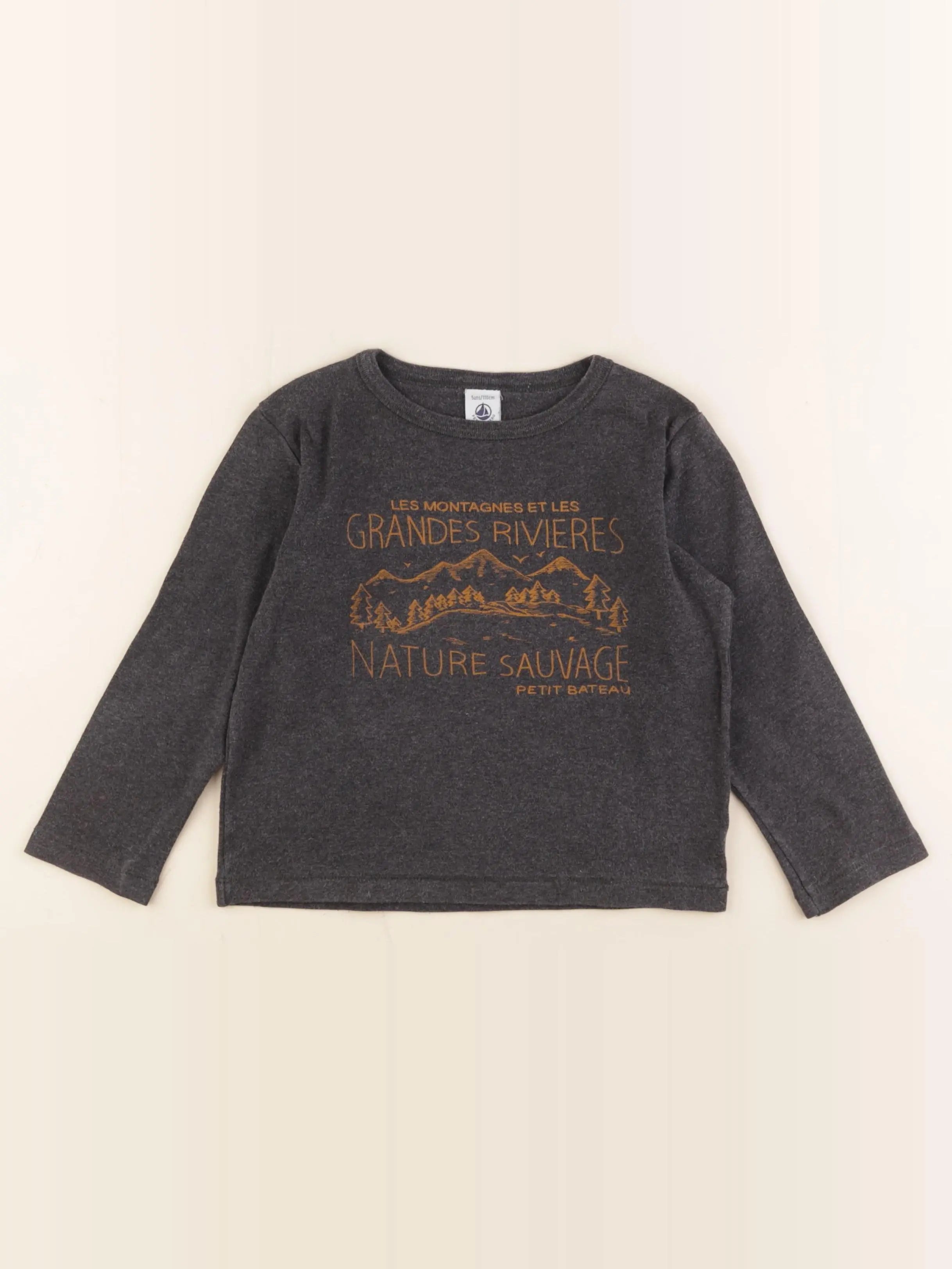 Petit Bateau - tee-shirt gris - 5 ans