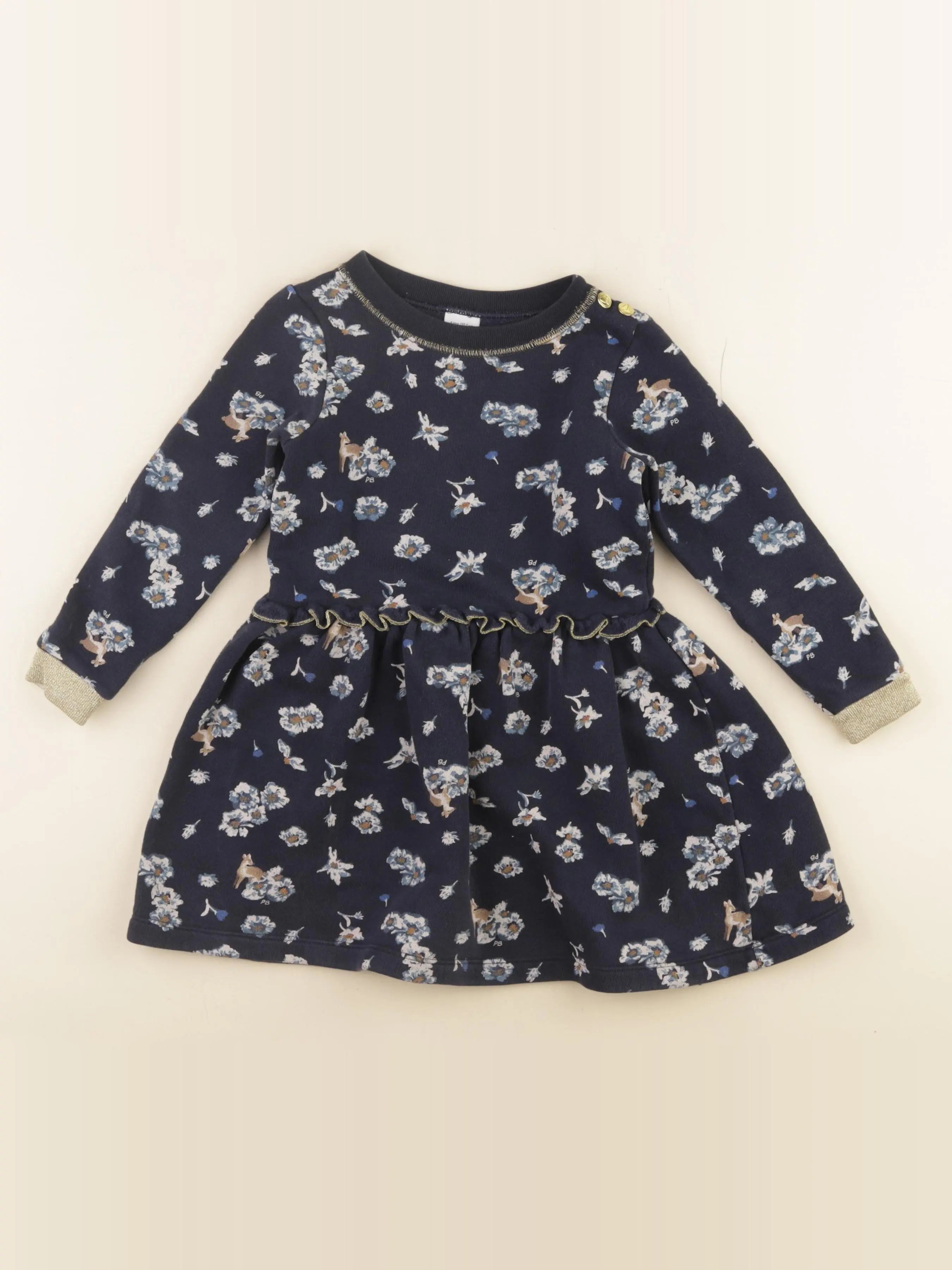 Petit Bateau - robe bleu, or - 4 ans