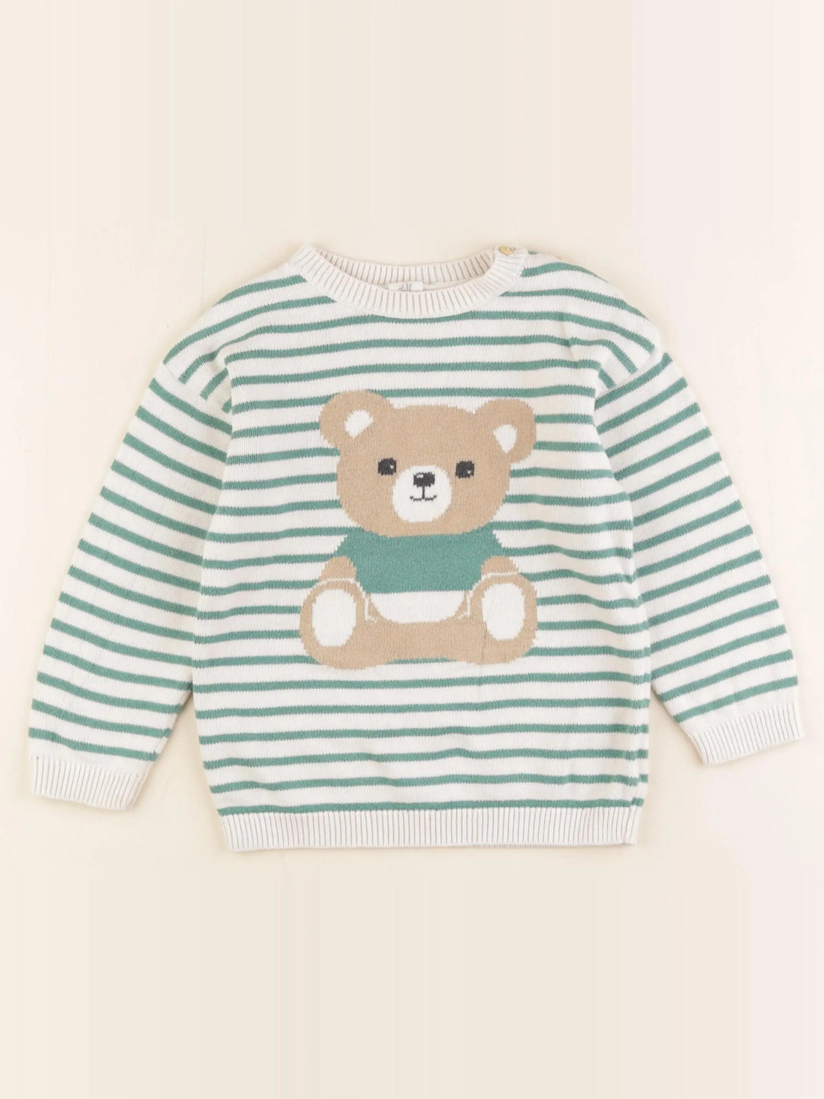 H&M - pull beige, vert - 18/24 mois