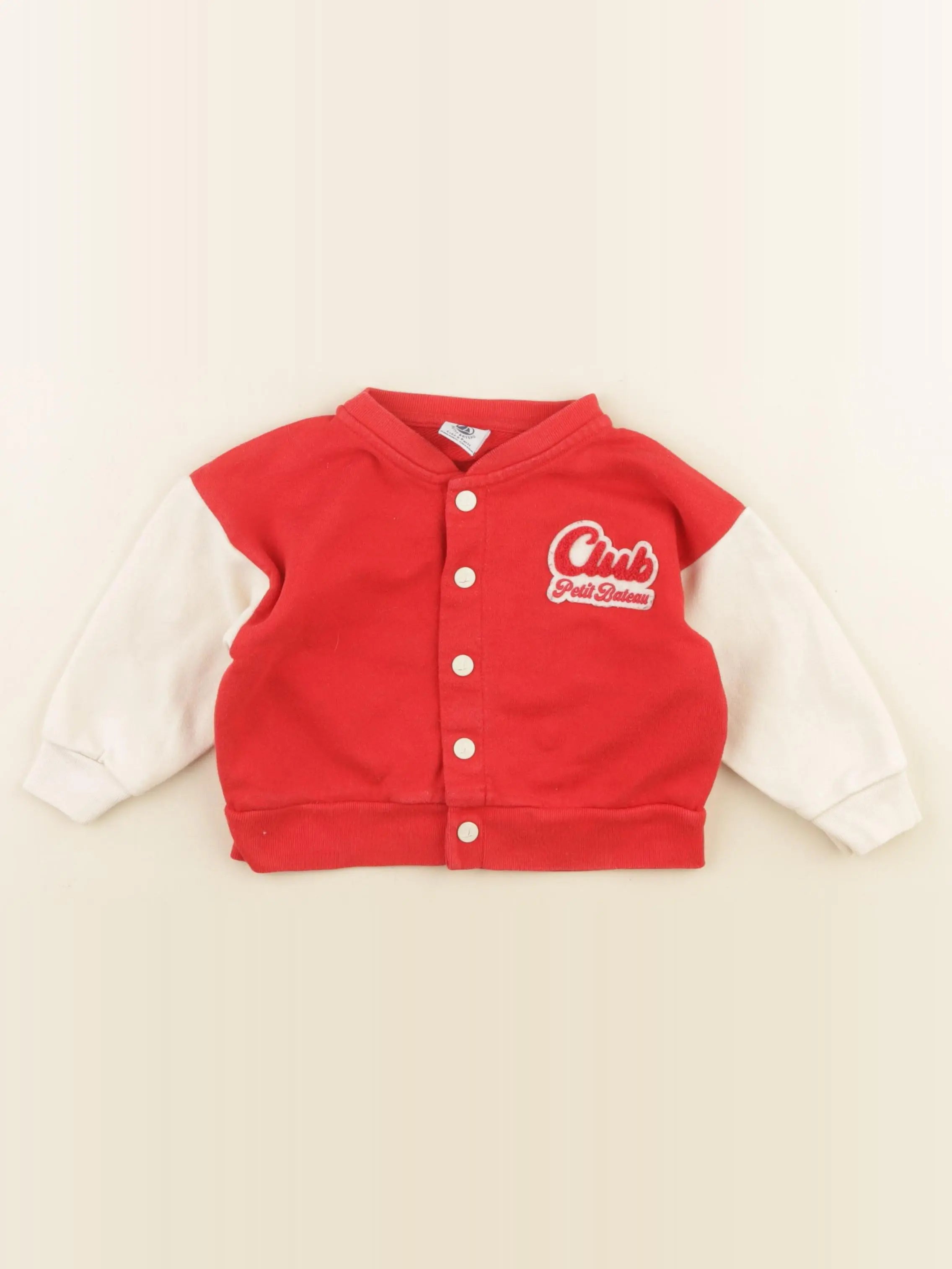 Petit Bateau - sweat blanc, rouge - 18 mois