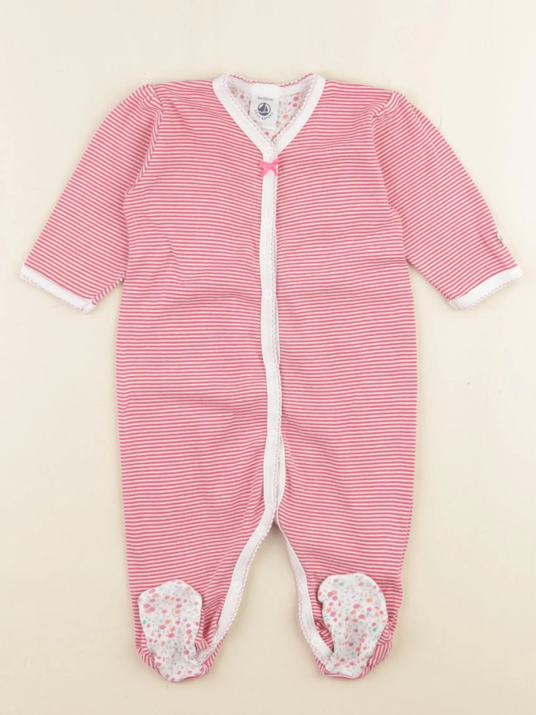 Petit Bateau - pyjama coton rose - 3 mois