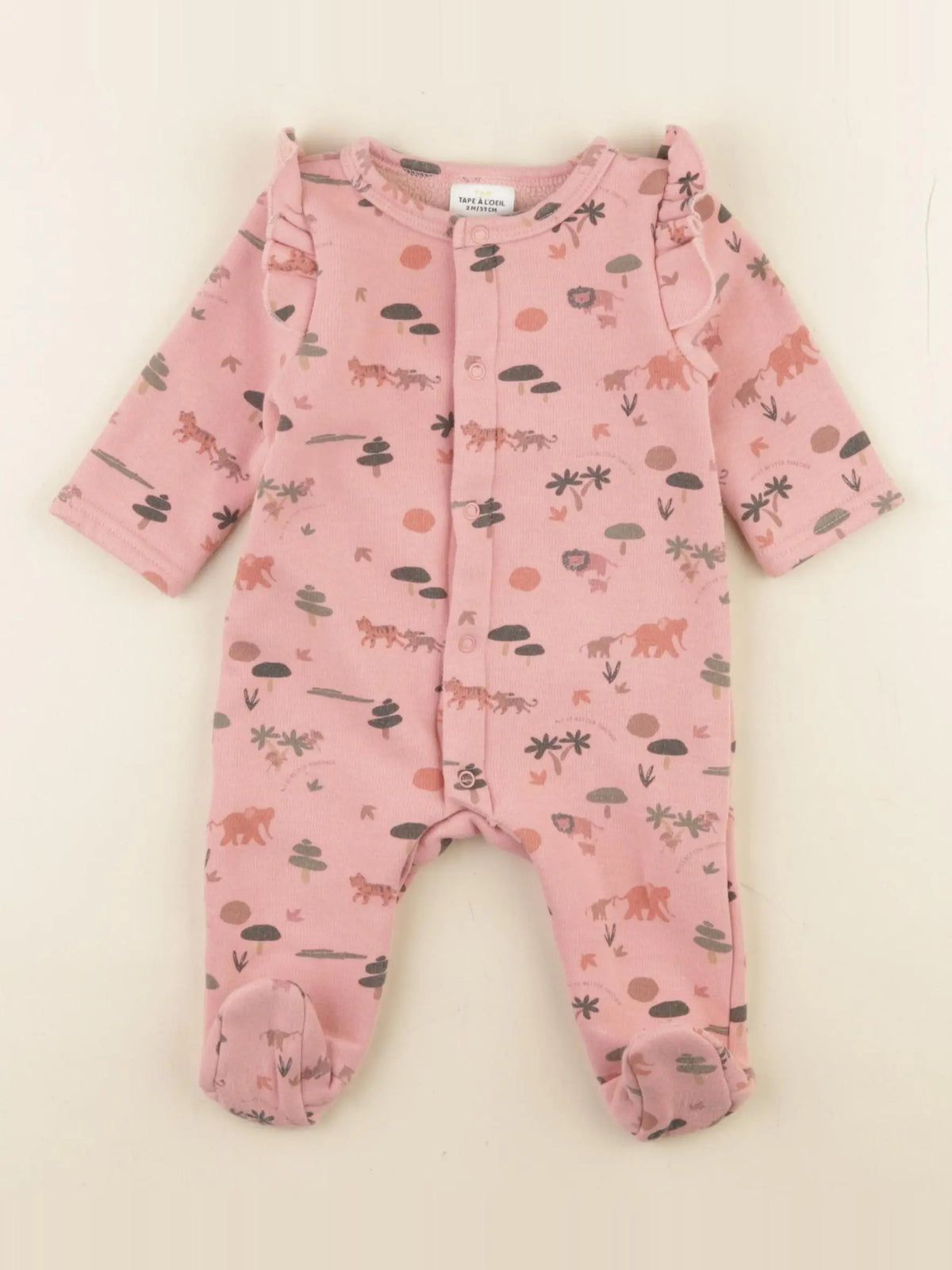 Tape à l'oeil - pyjama coton rose - 3 mois