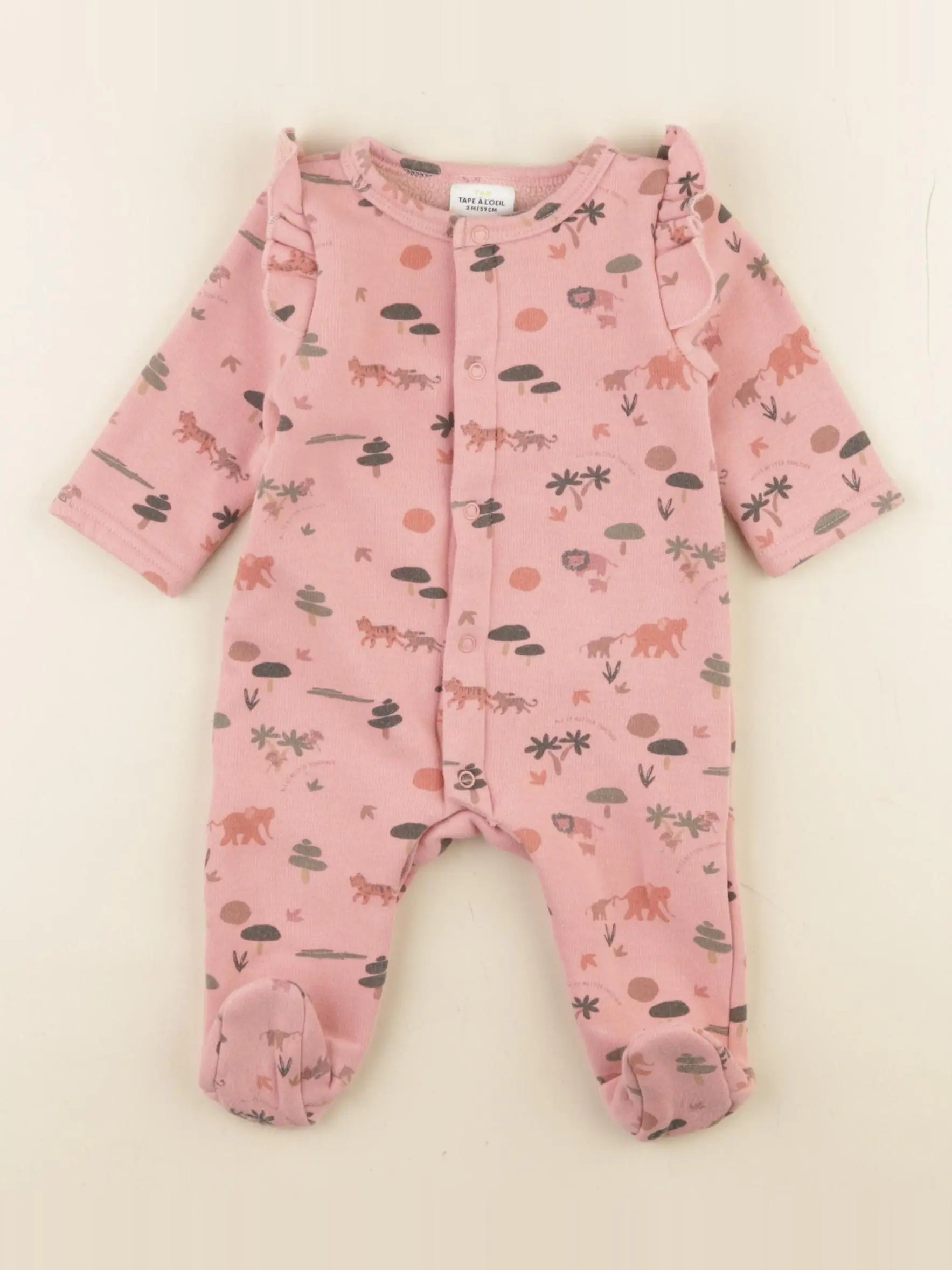 Tape à l'oeil - pyjama coton rose - 3 mois