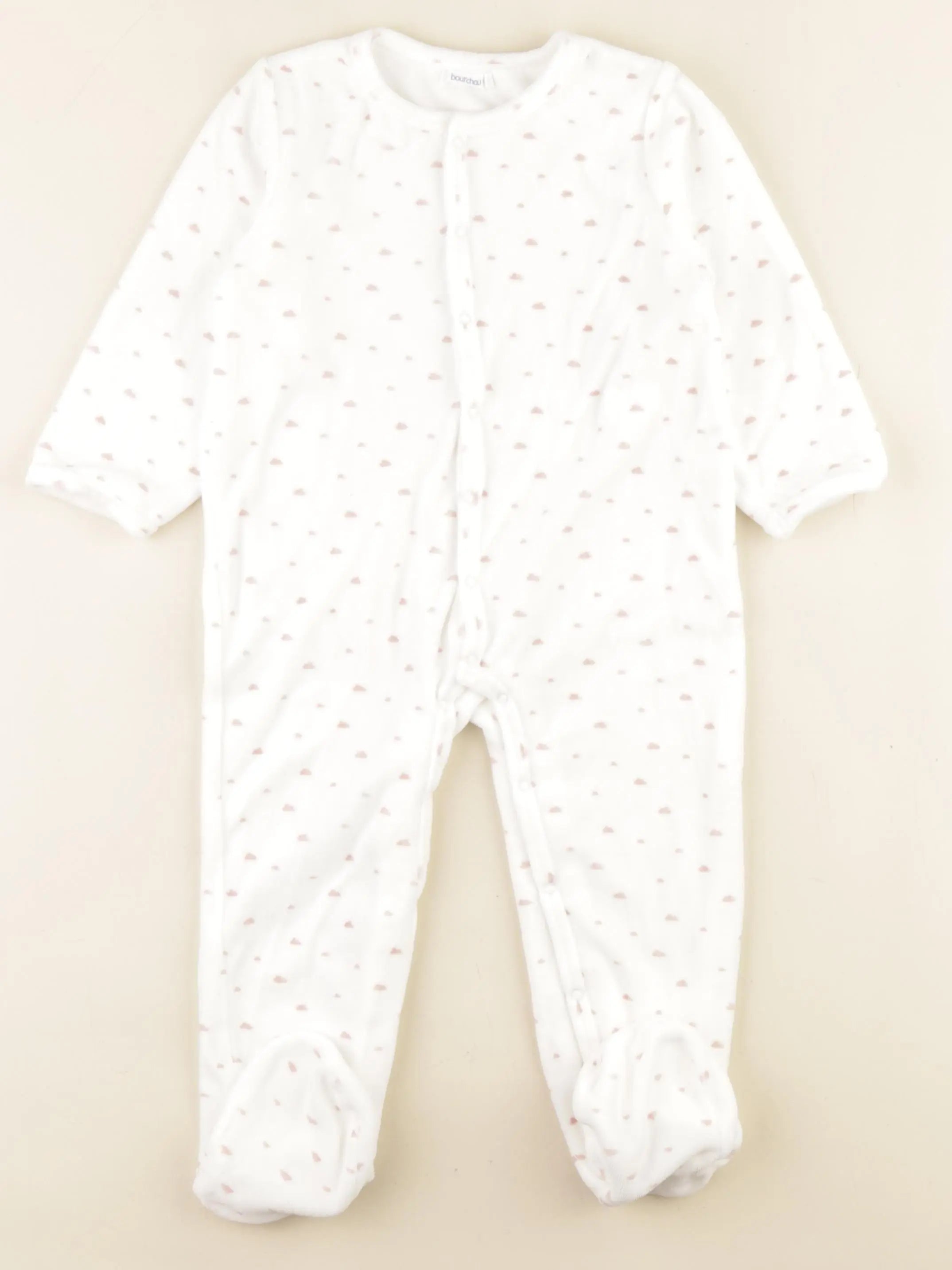 Boutchou - pyjama velours blanc, rose - 24 mois