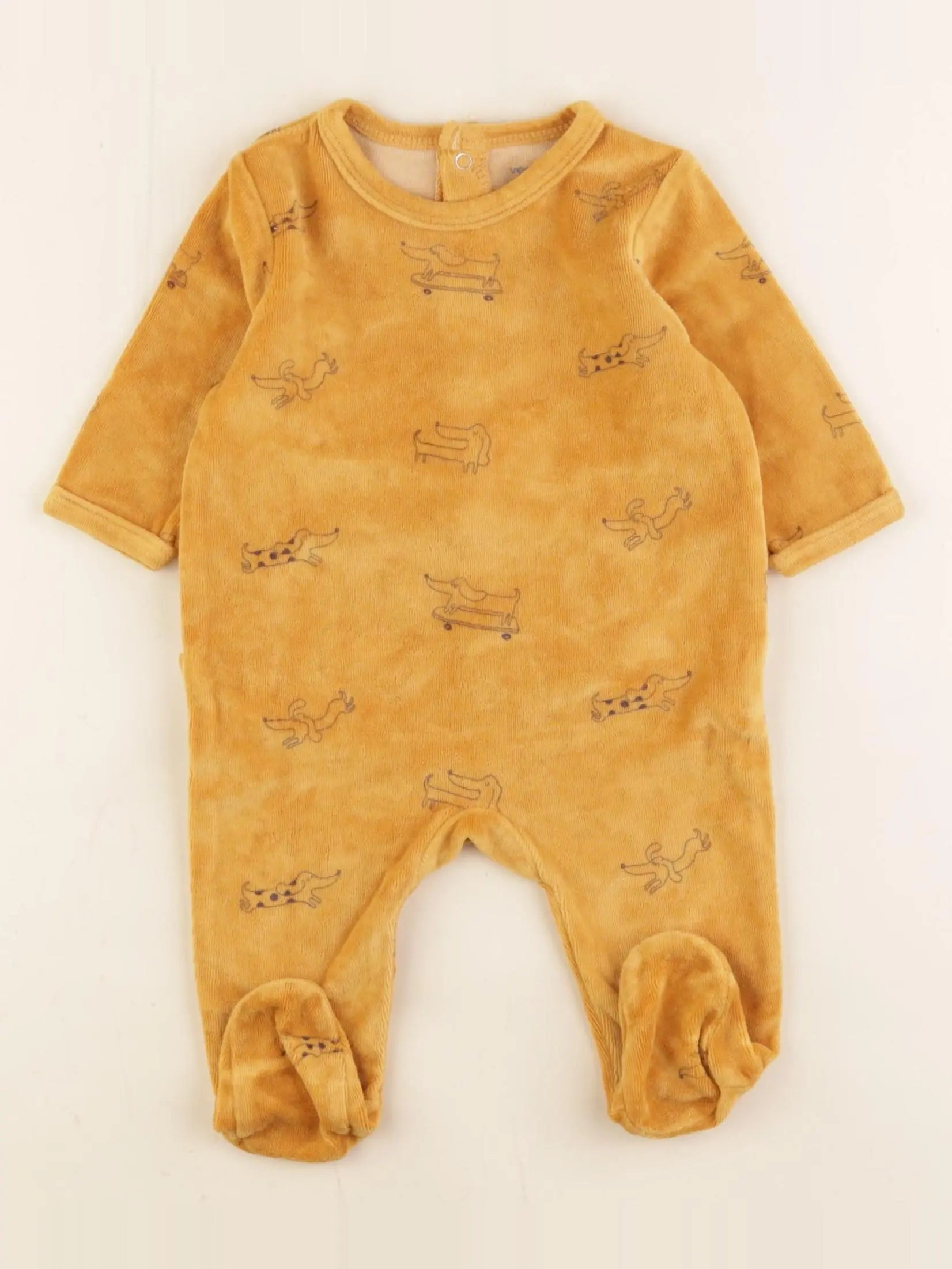Vertbaudet - pyjama velours jaune - 3 mois