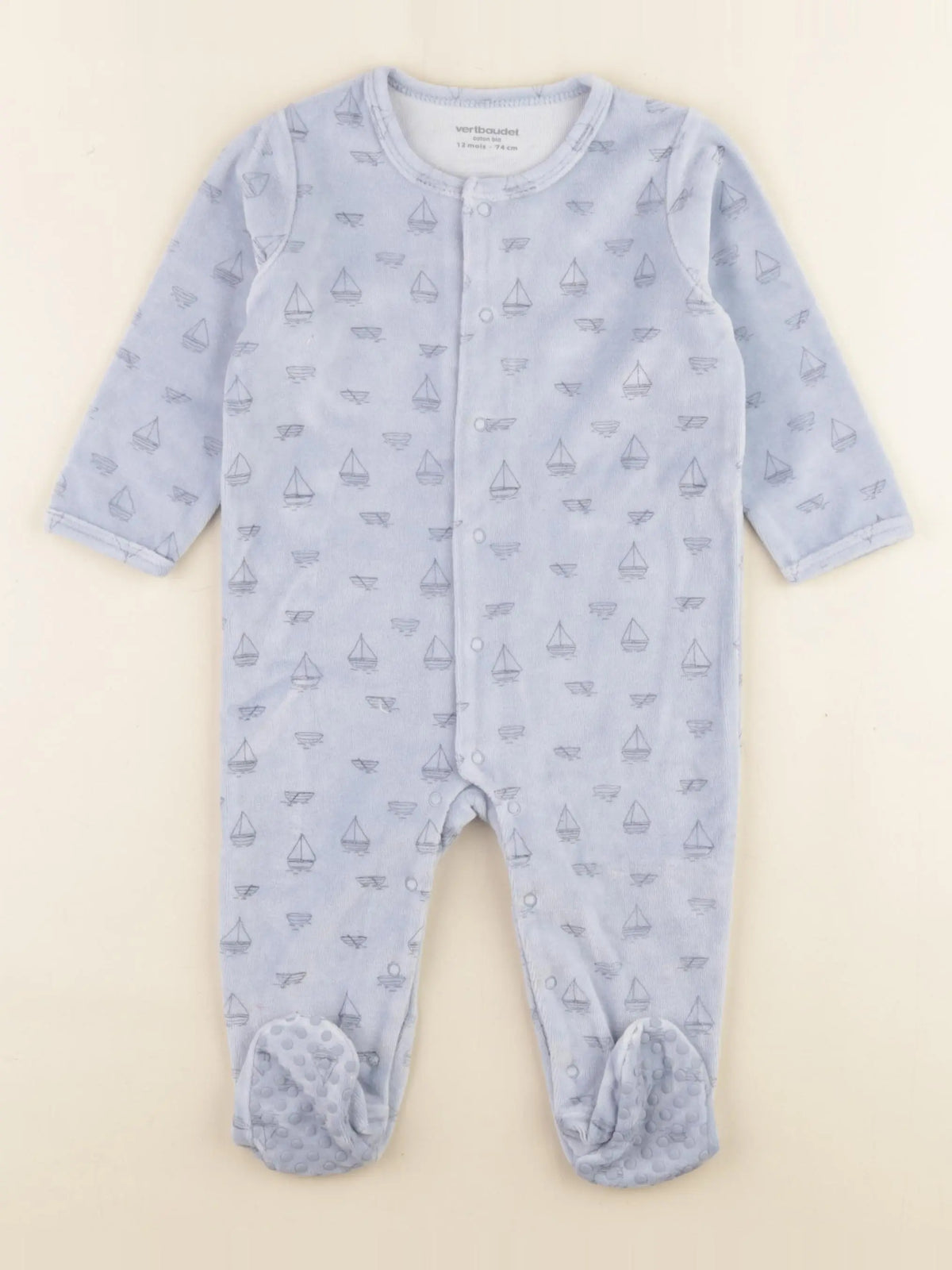 Vertbaudet - pyjama velours bleu - 12 mois