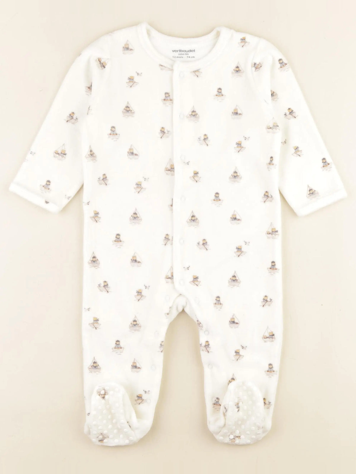 Vertbaudet - pyjama velours blanc - 12 mois