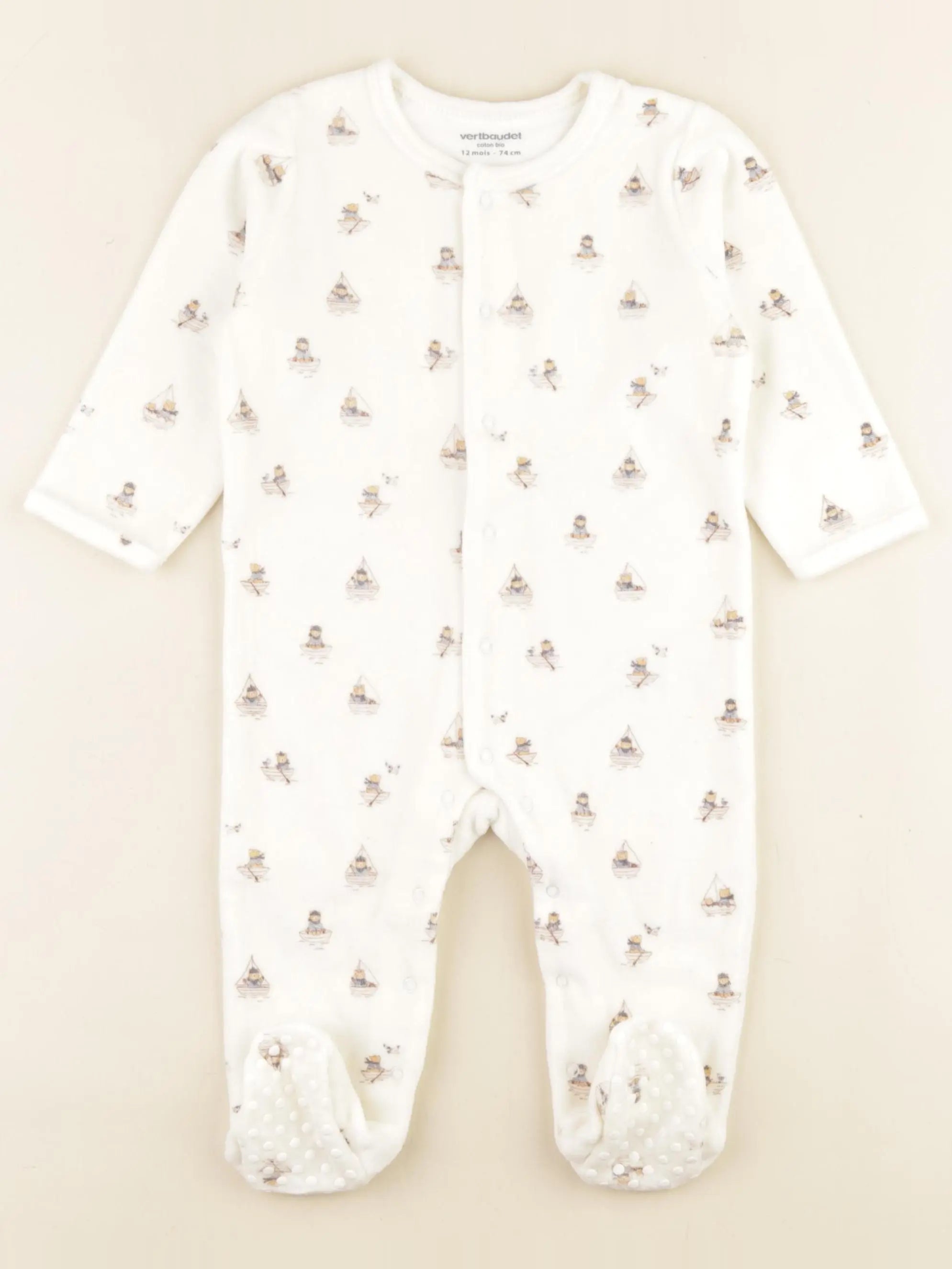 Vertbaudet - pyjama velours blanc - 12 mois