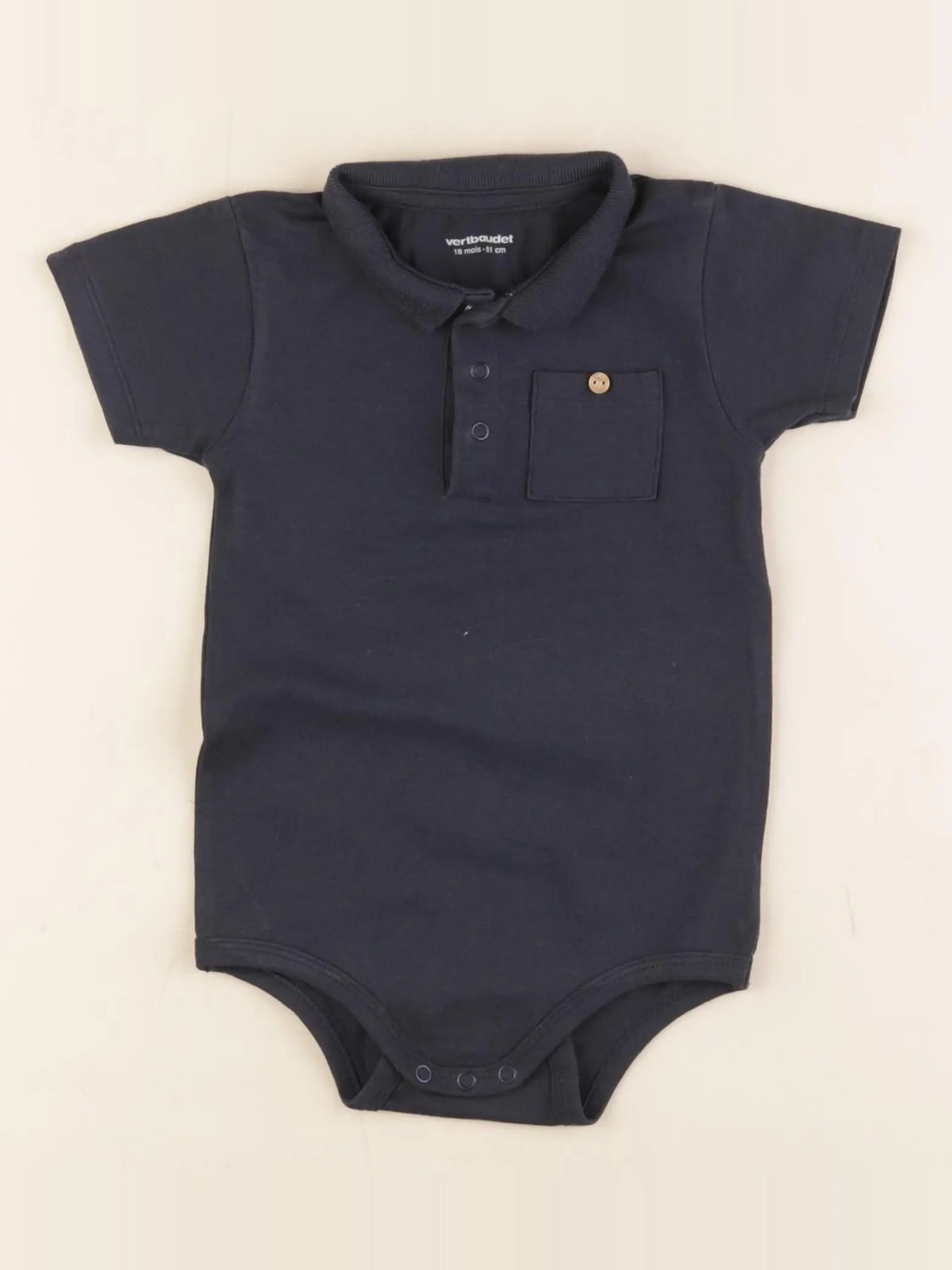Vertbaudet - body à col bleu - 18 mois