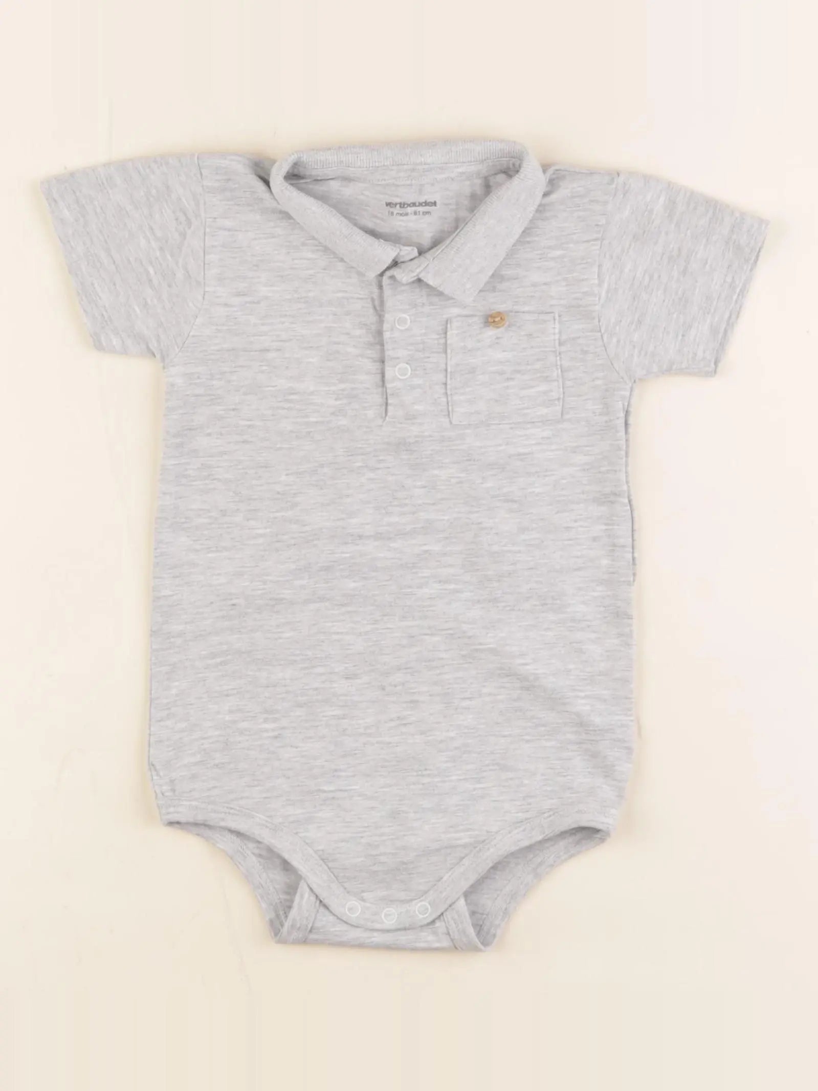 Vertbaudet - body à col gris - 18 mois