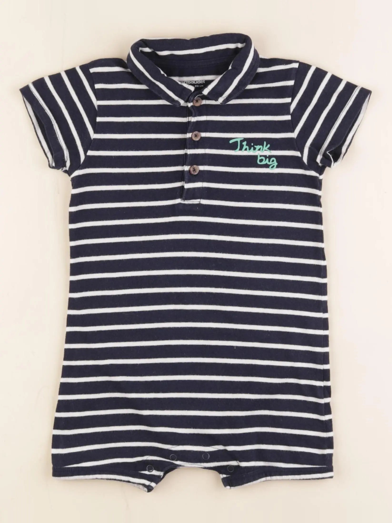 Vertbaudet - combinaison bleu, blanc - 24 mois