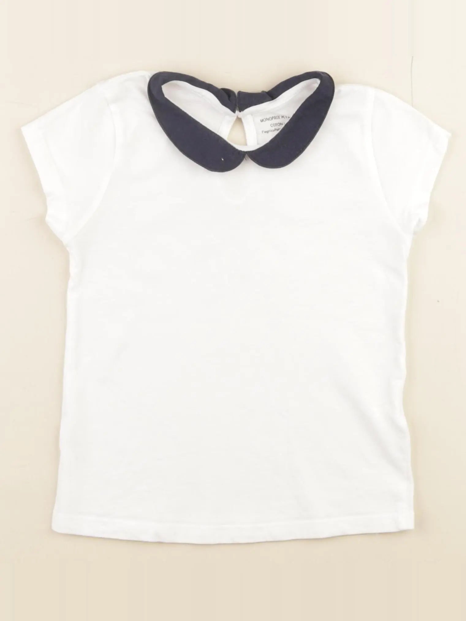 Monoprix - tee-shirt blanc, bleu - 4 ans
