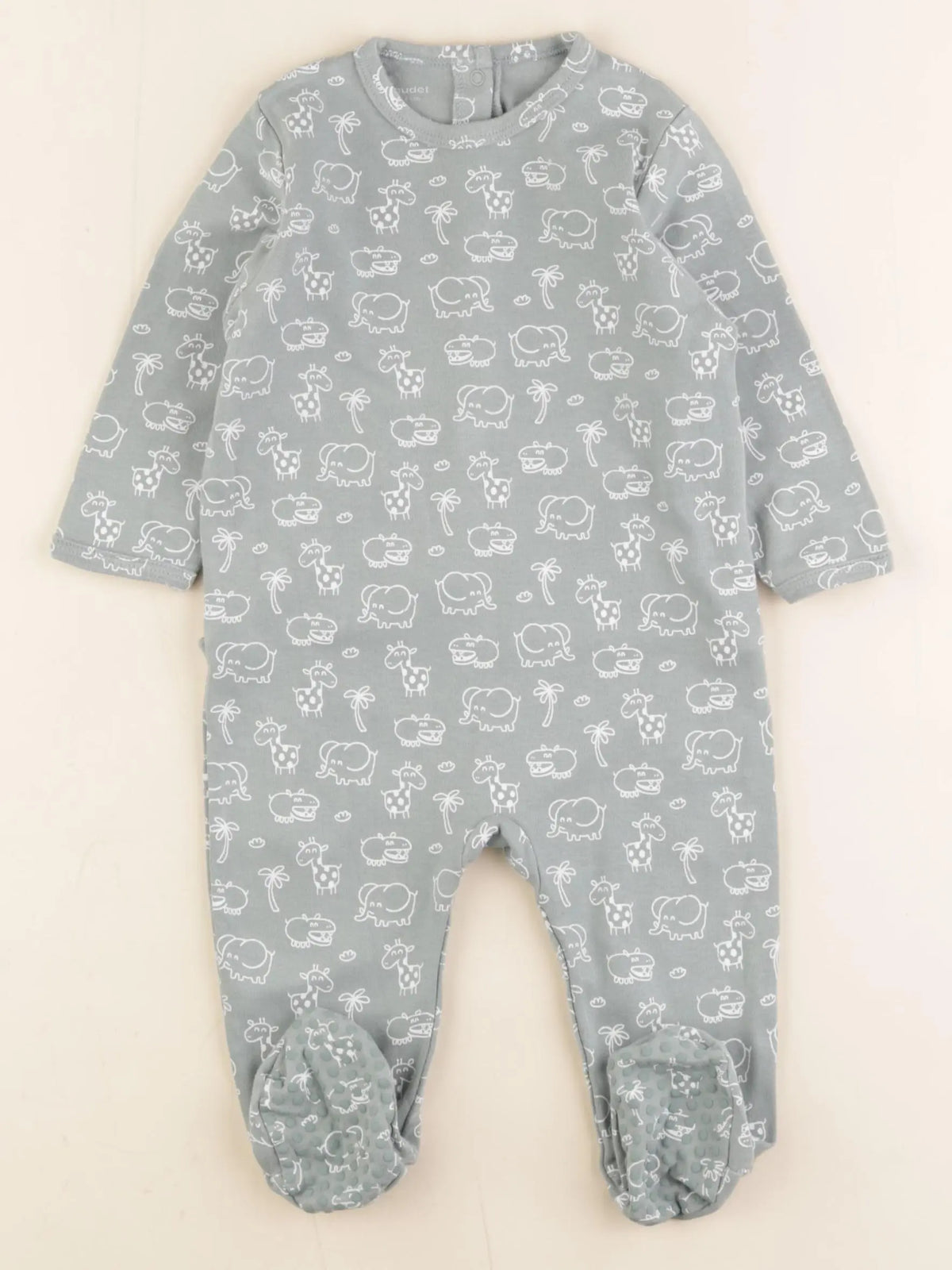 Vertbaudet - pyjama coton vert, blanc - 12 mois