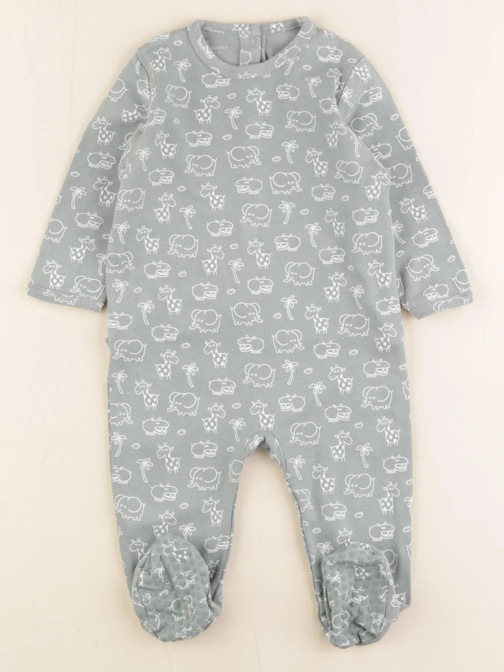 Vertbaudet - pyjama coton vert, blanc - 12 mois