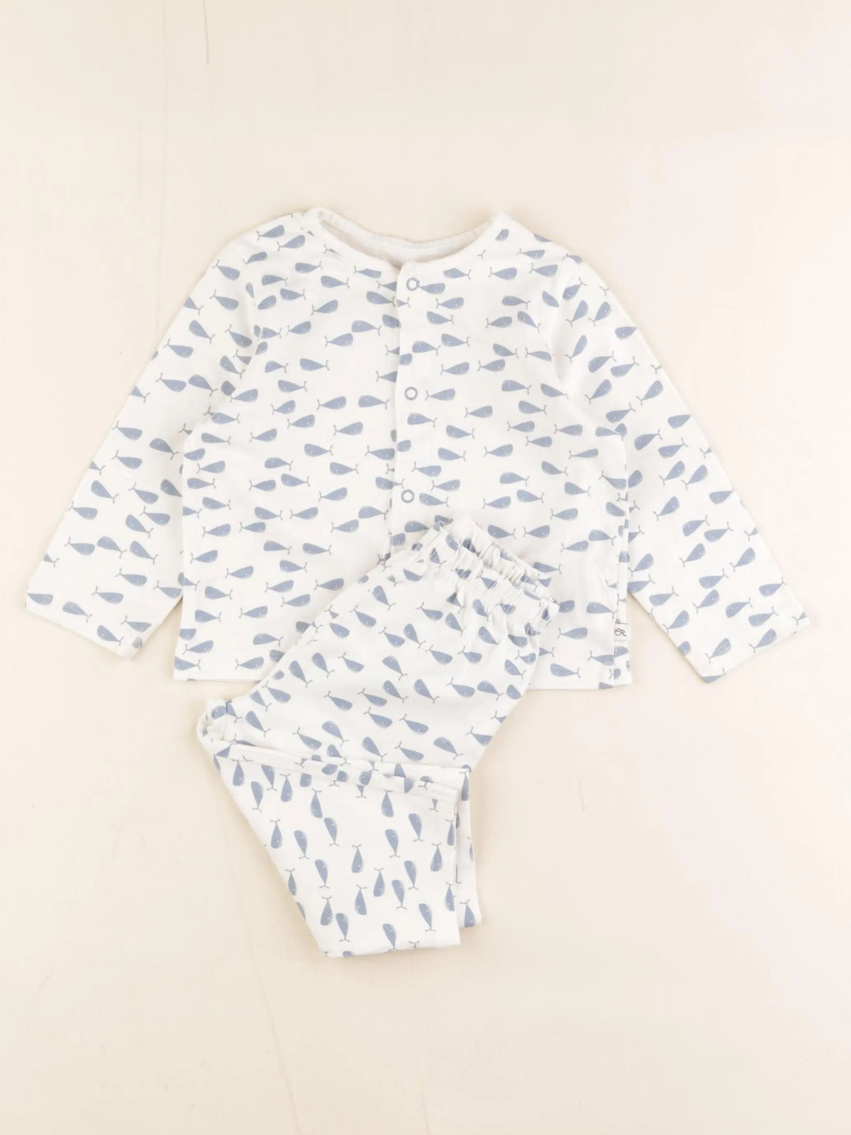 Cadet Rousselle - pyjama coton beige, bleu - 12 mois