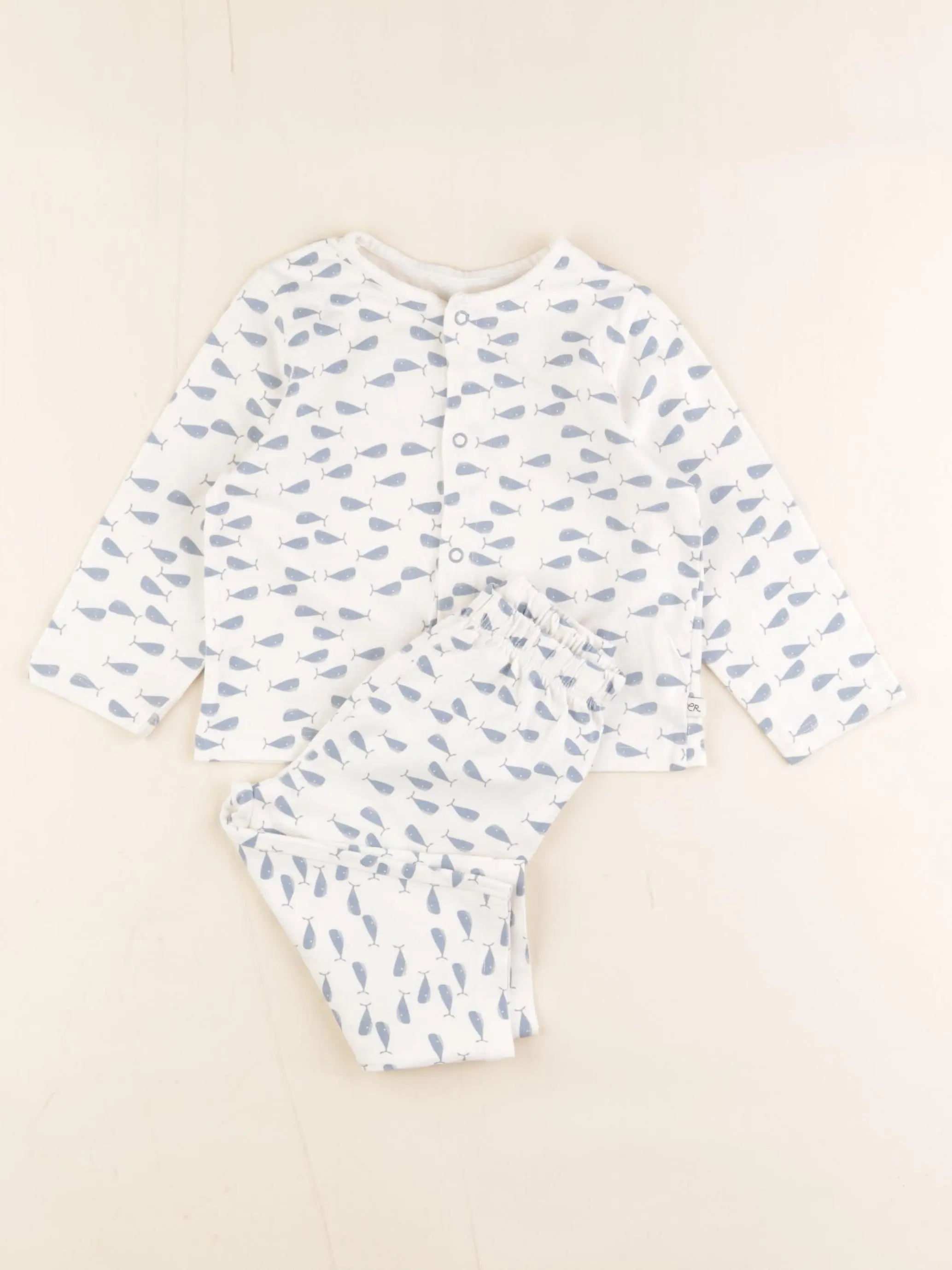 Cadet Rousselle - pyjama coton beige, bleu - 12 mois