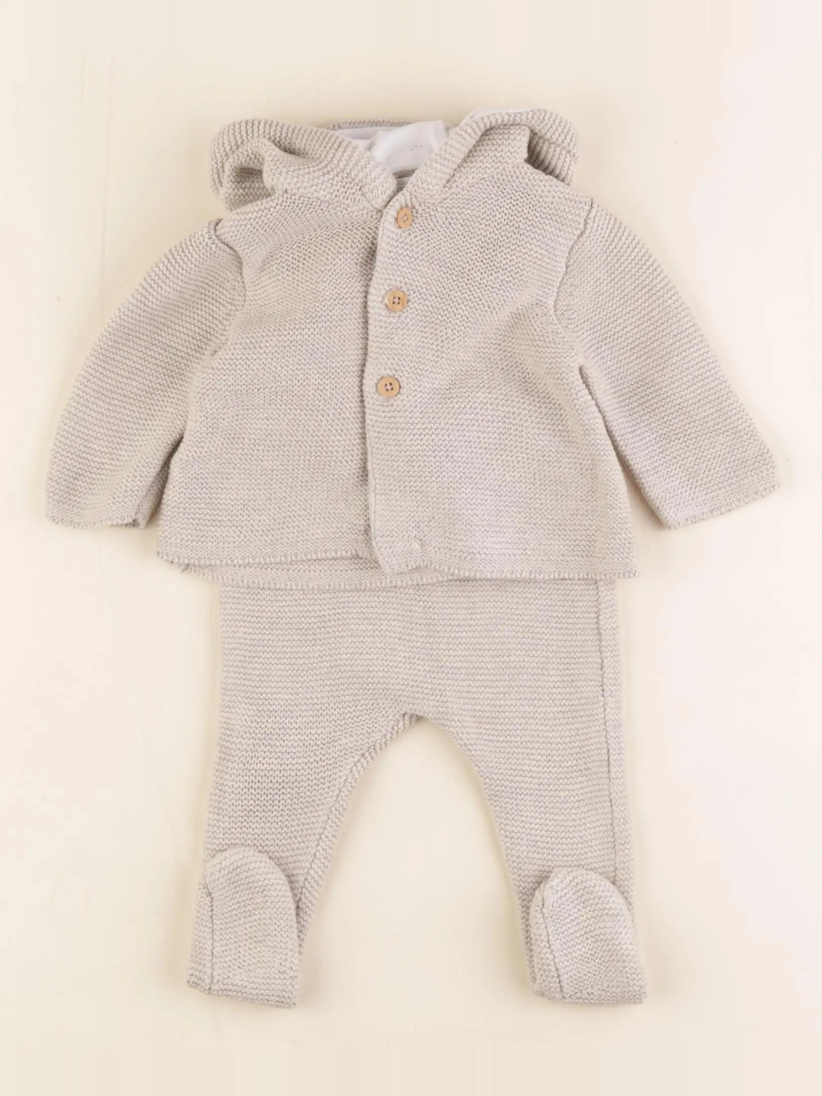 Vertbaudet - ensemble beige - 1 mois