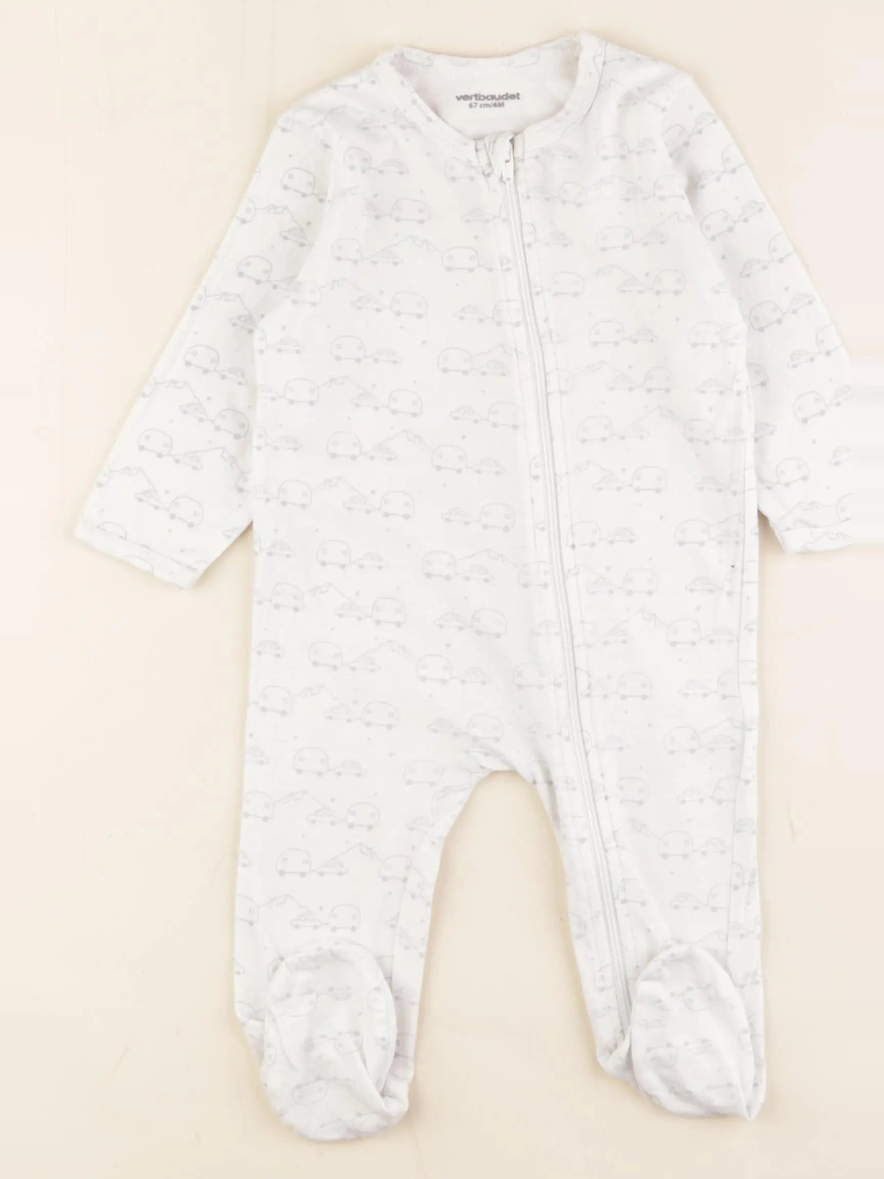 Vertbaudet - pyjama coton blanc, bleu - 6 mois