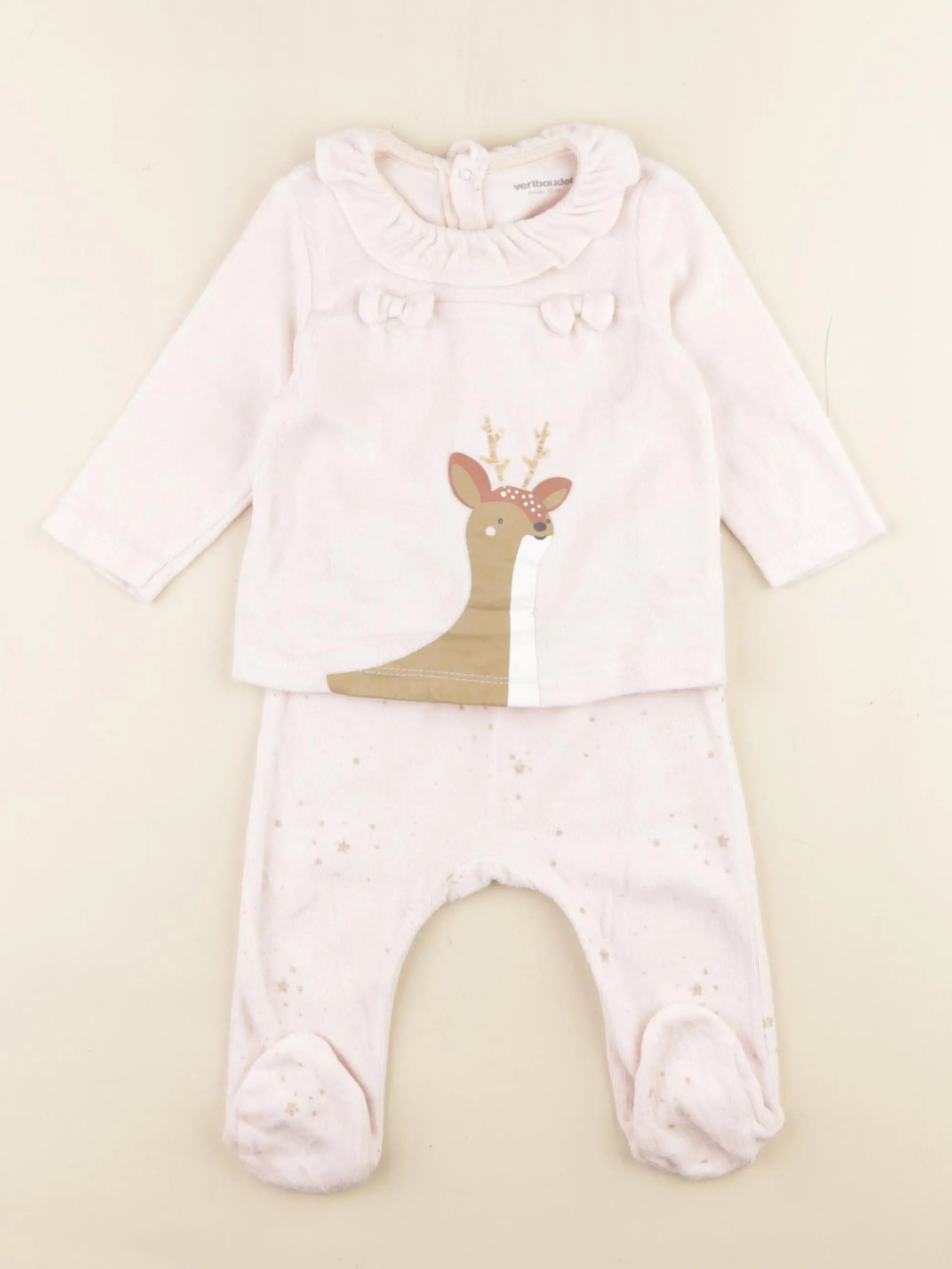 Vertbaudet - pyjama coton rose - 9 mois