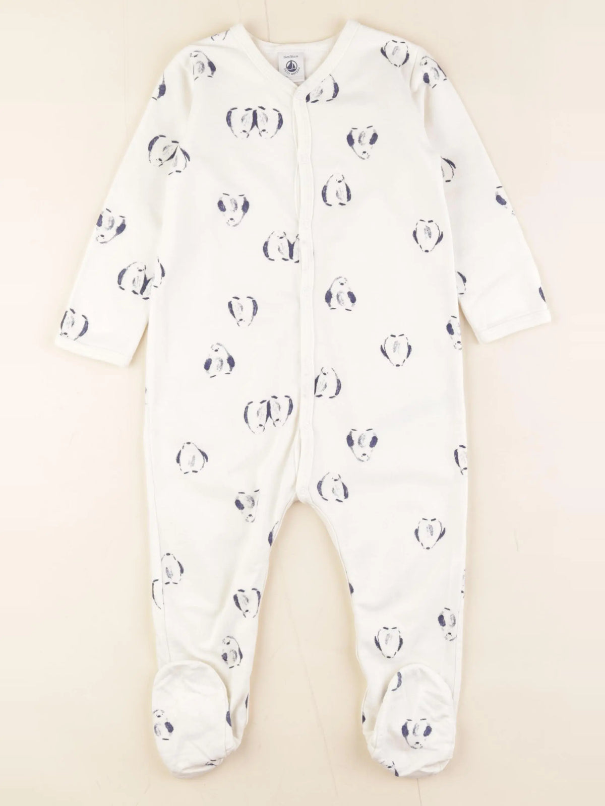 Petit Bateau - pyjama coton blanc, bleu - 24 mois