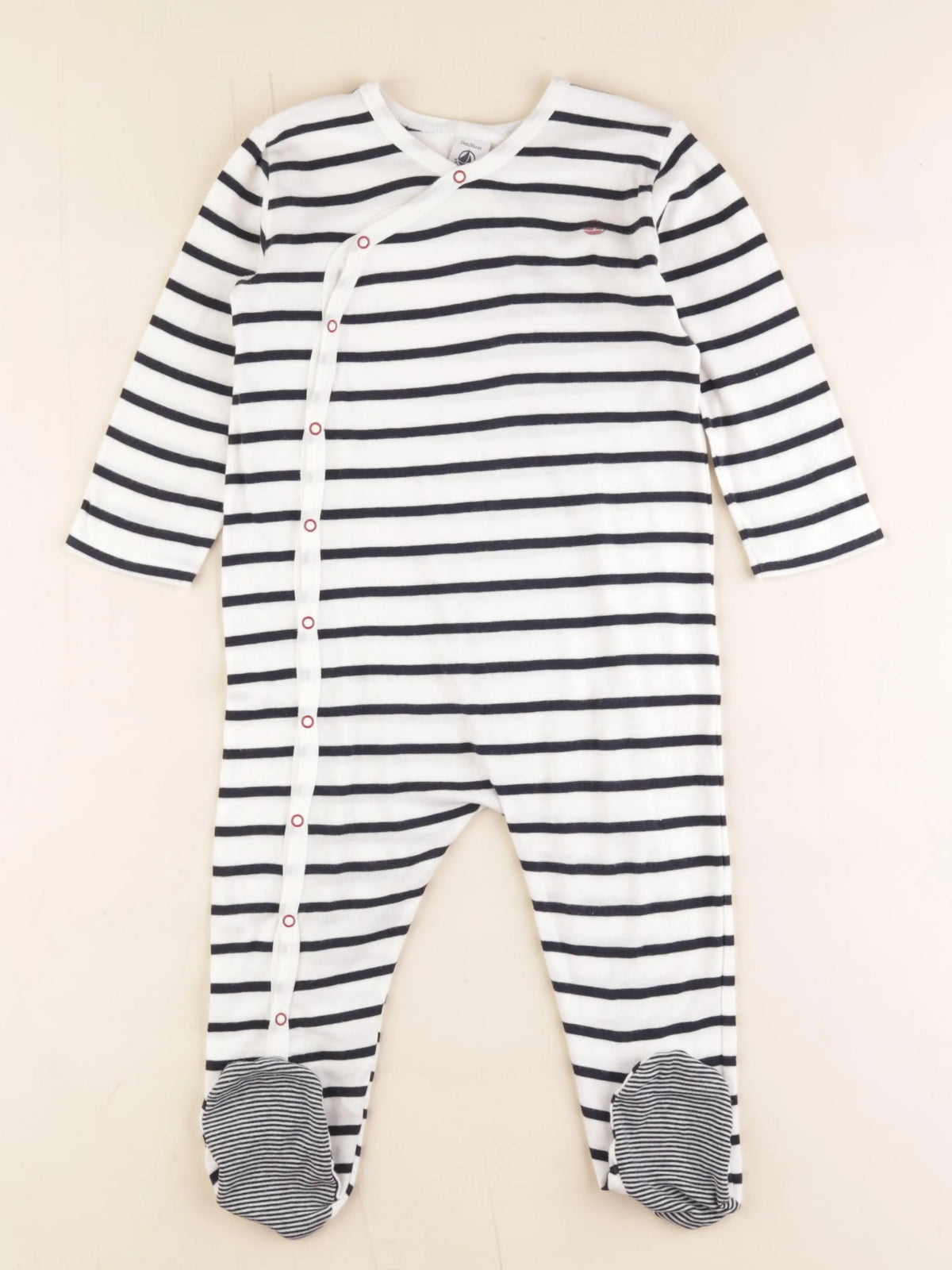 Petit Bateau - pyjama coton blanc, bleu - 24 mois