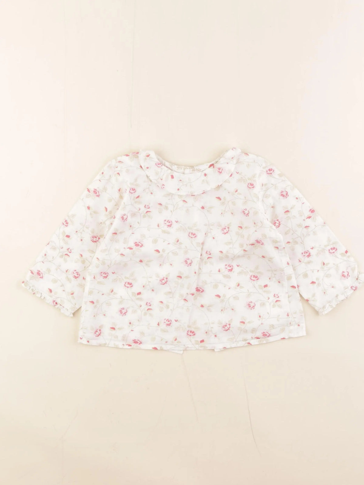 Bonpoint - blouse beige, rose - 12 mois