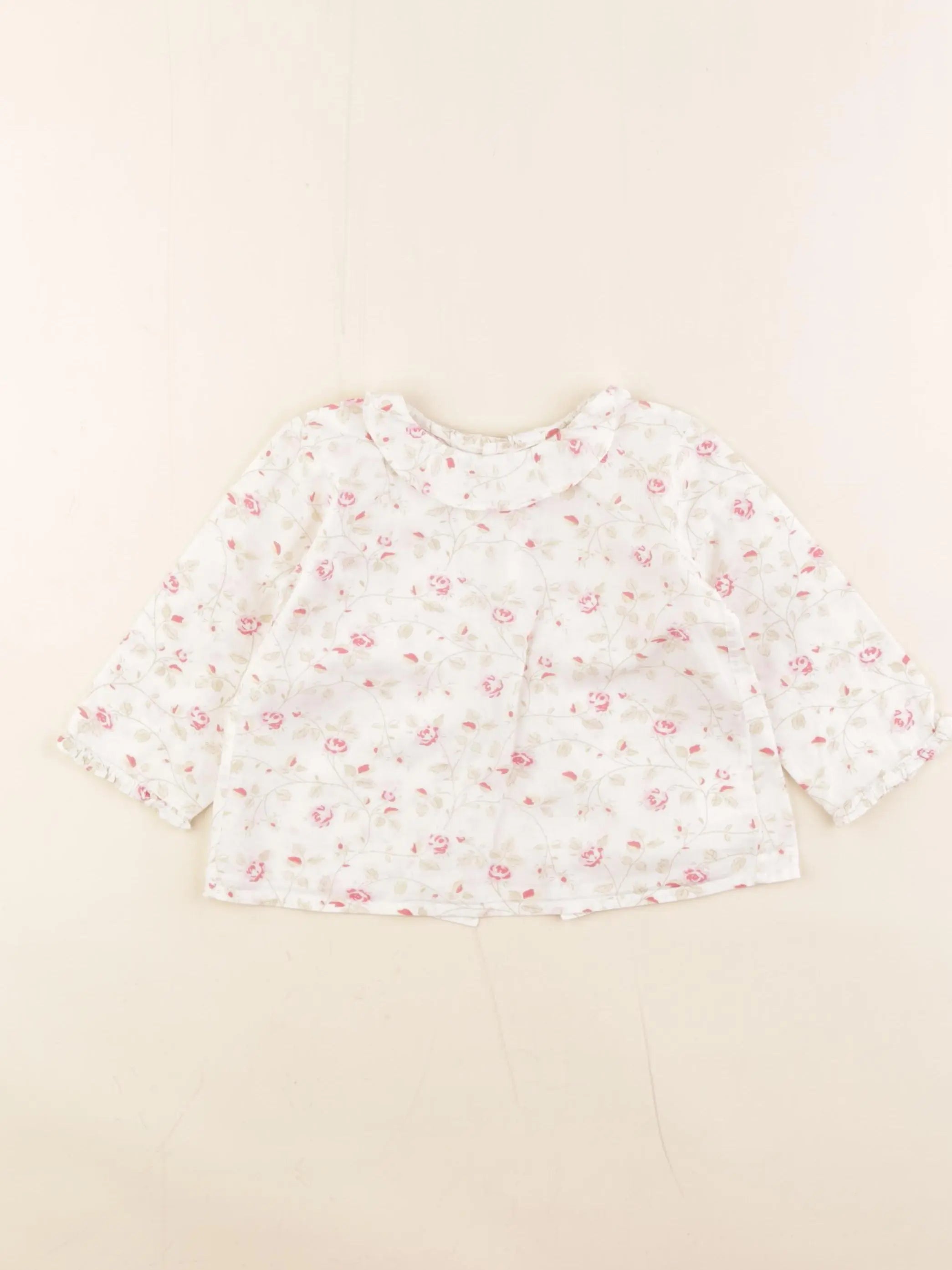 Bonpoint - blouse beige, rose - 12 mois