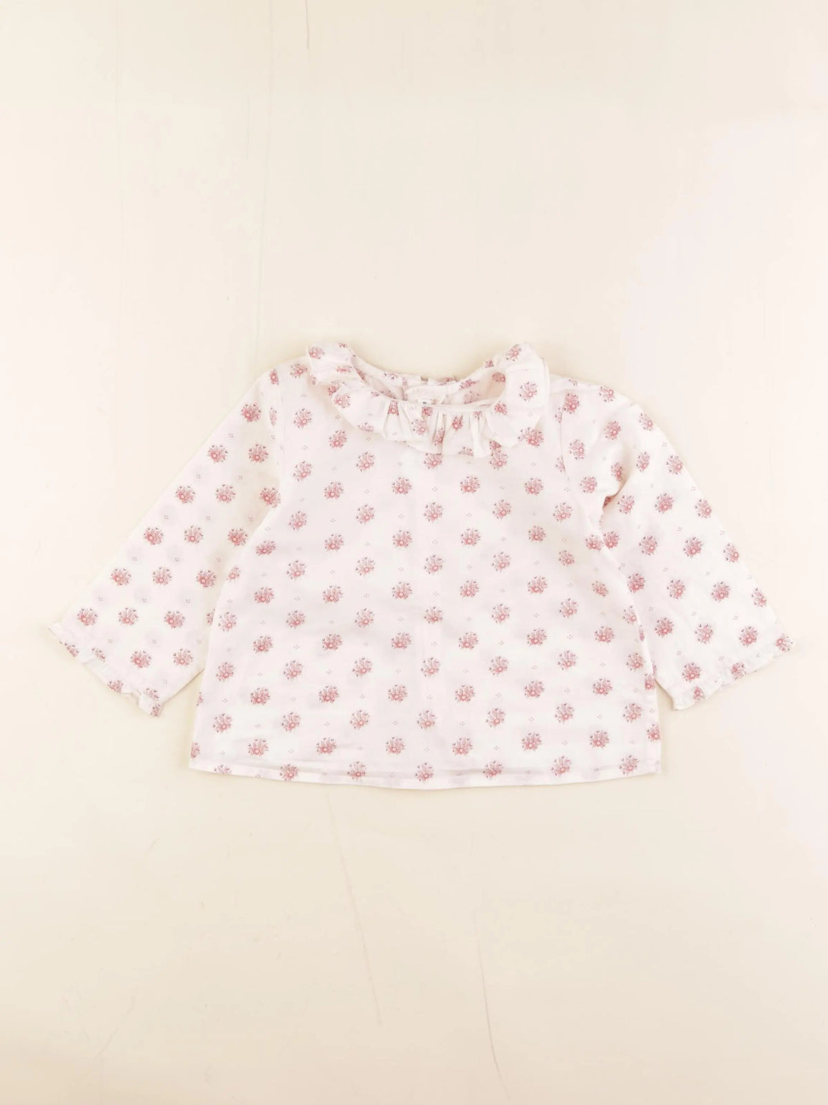 Bonpoint - blouse beige, rose - 18 mois