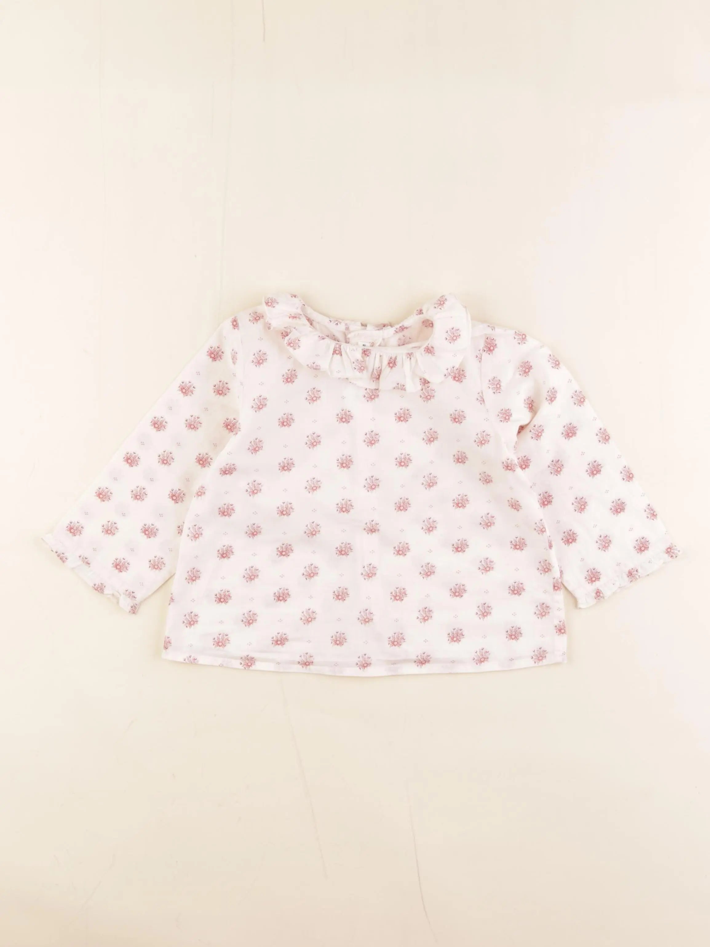 Bonpoint - blouse beige, rose - 18 mois