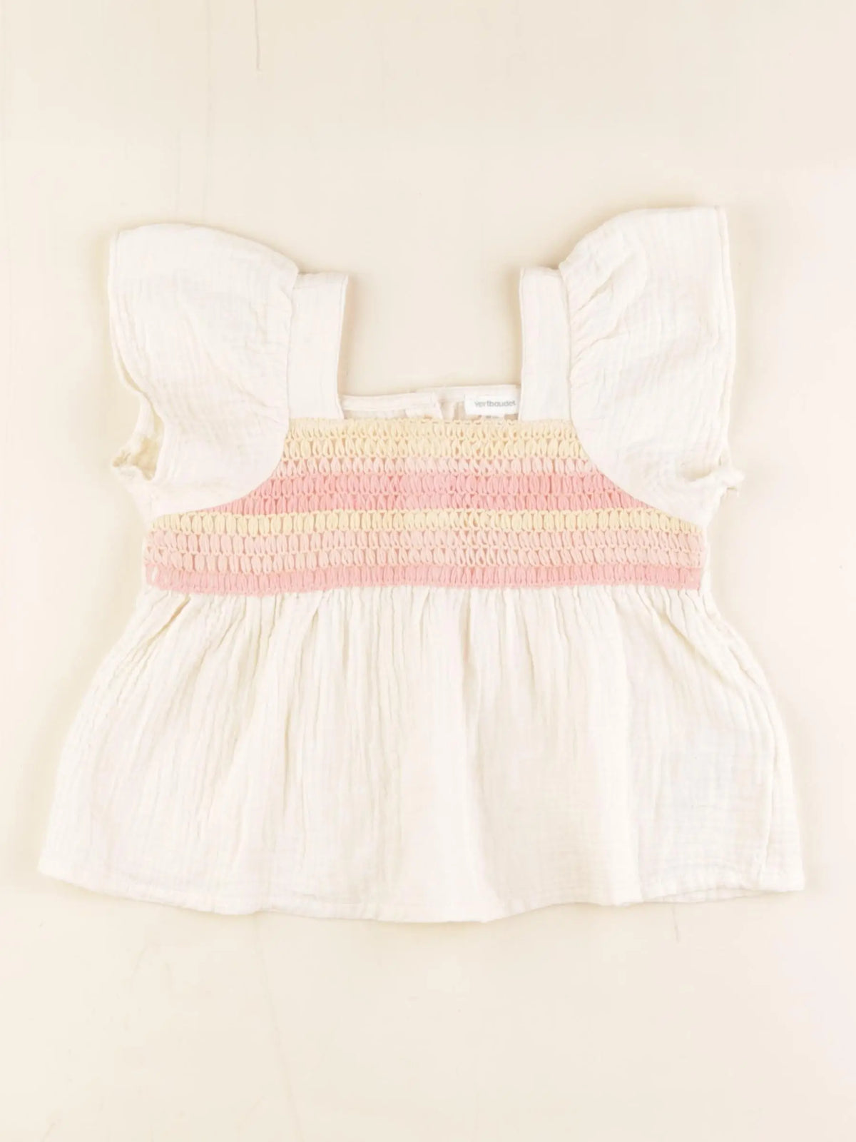 Vertbaudet - blouse beige, rose - 2 ans