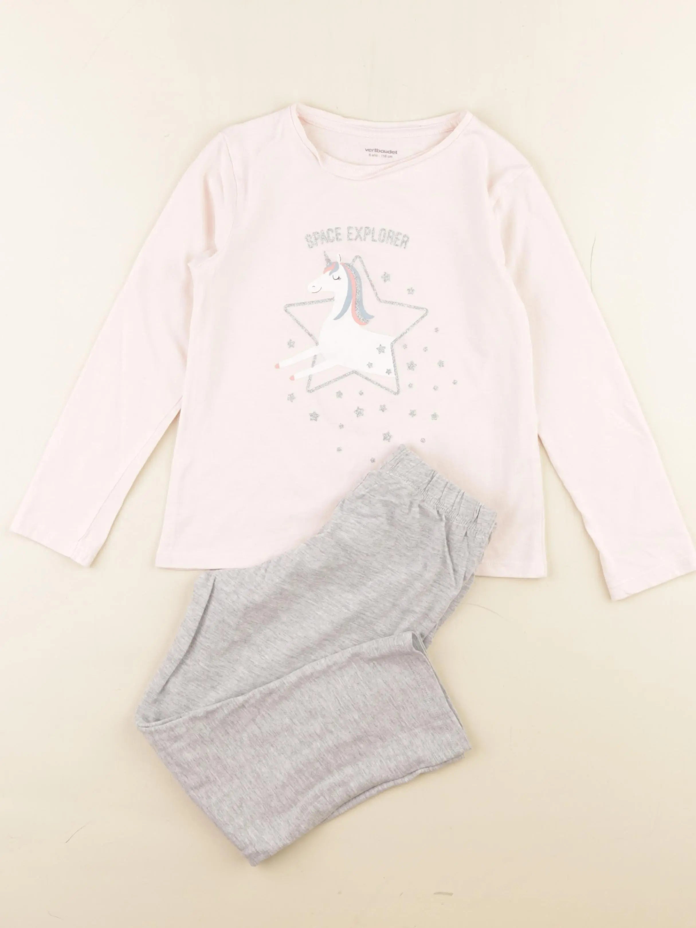 Vertbaudet - pyjama coton rose - 5 ans