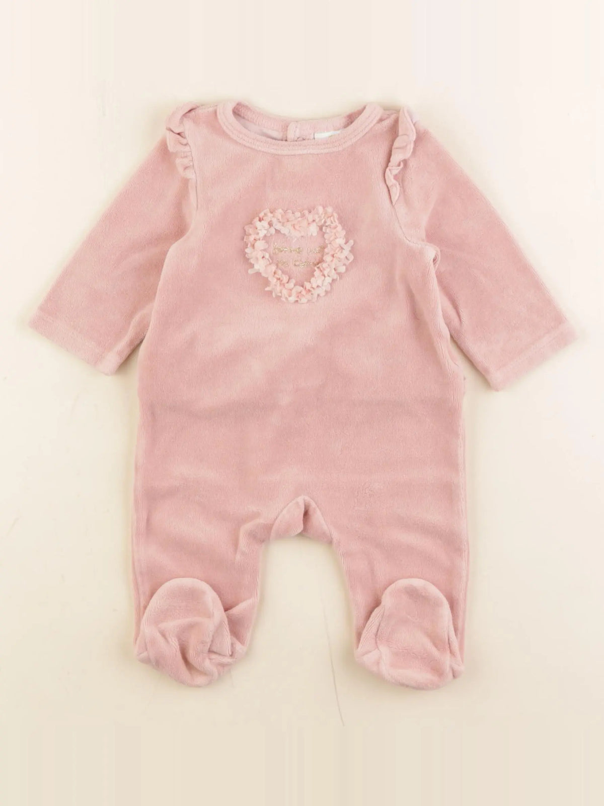 Tape à l'oeil - pyjama velours rose - 3 mois