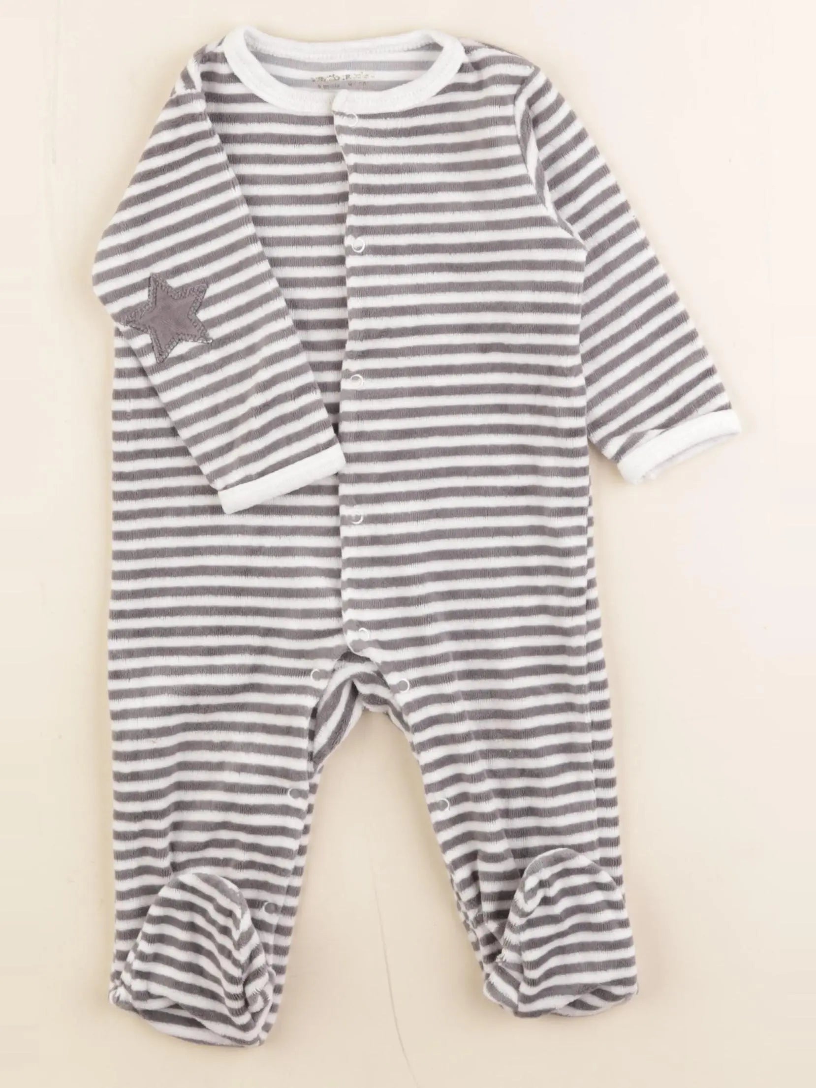 Vertbaudet - pyjama velours gris - 6 mois