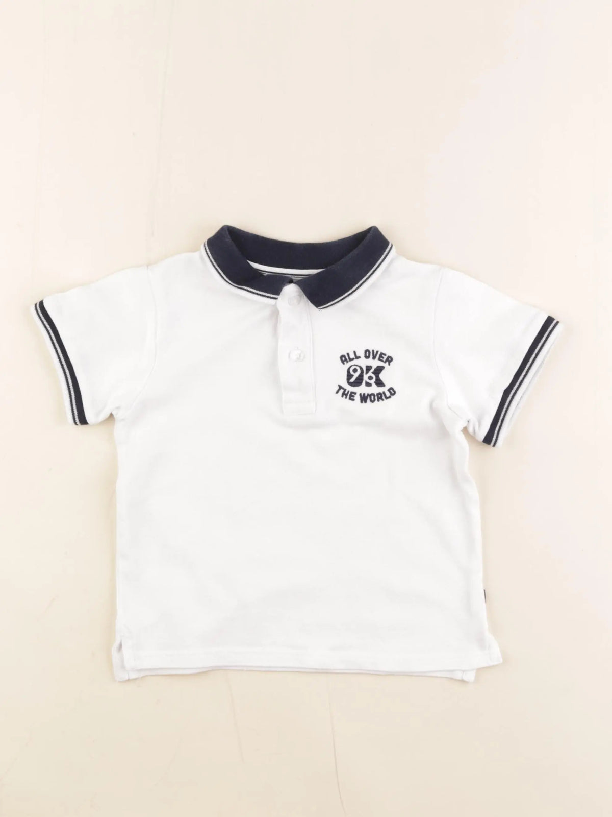 Okaidi - polo blanc, bleu - 3 ans