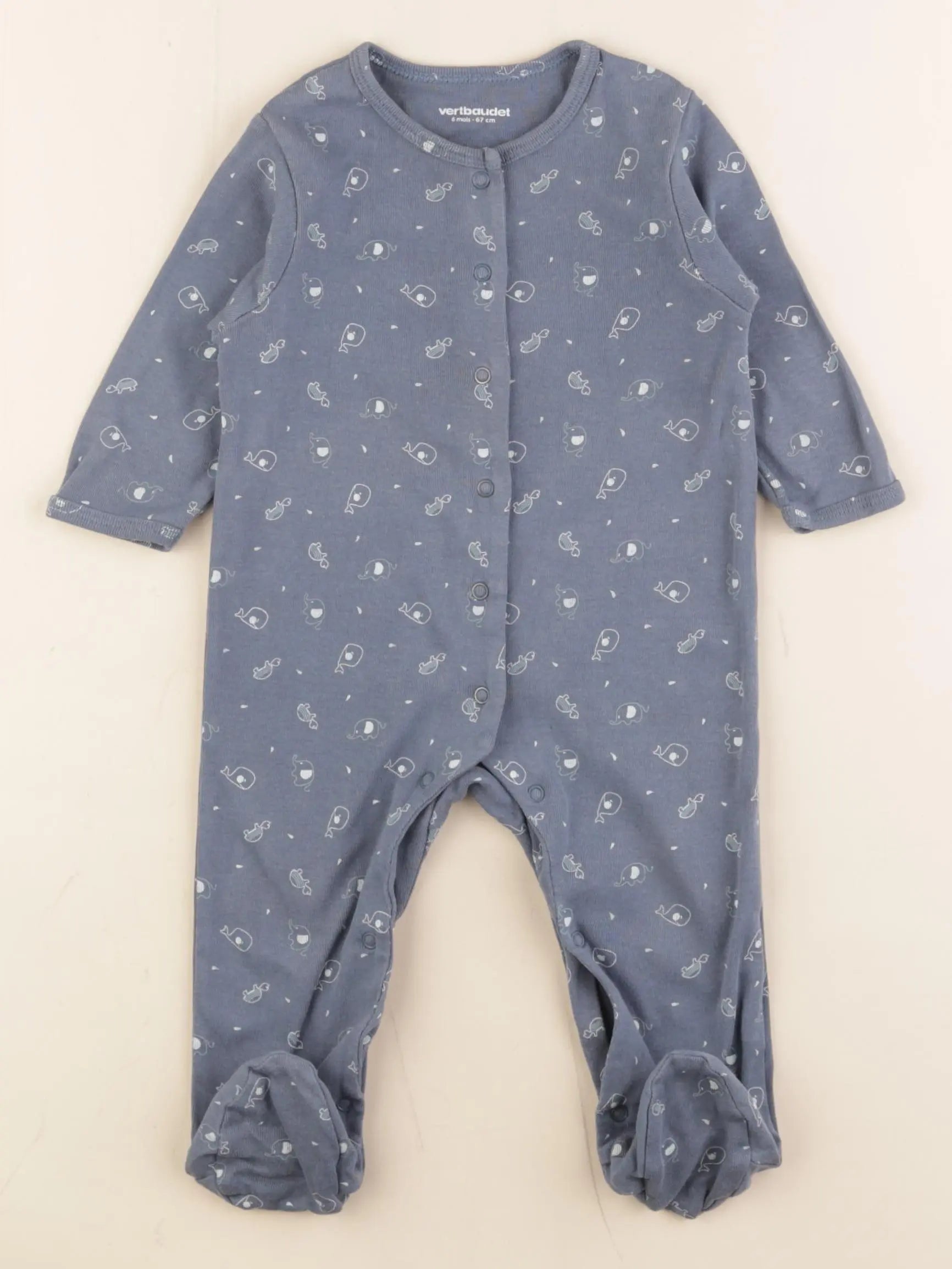 Vertbaudet - pyjama coton bleu - 6 mois